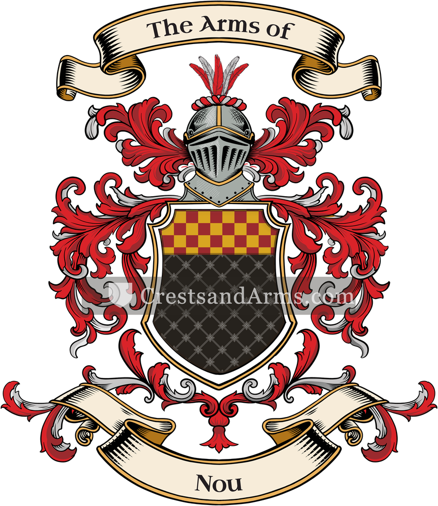 The Nou coat of arms, drawn from the recorded blazon