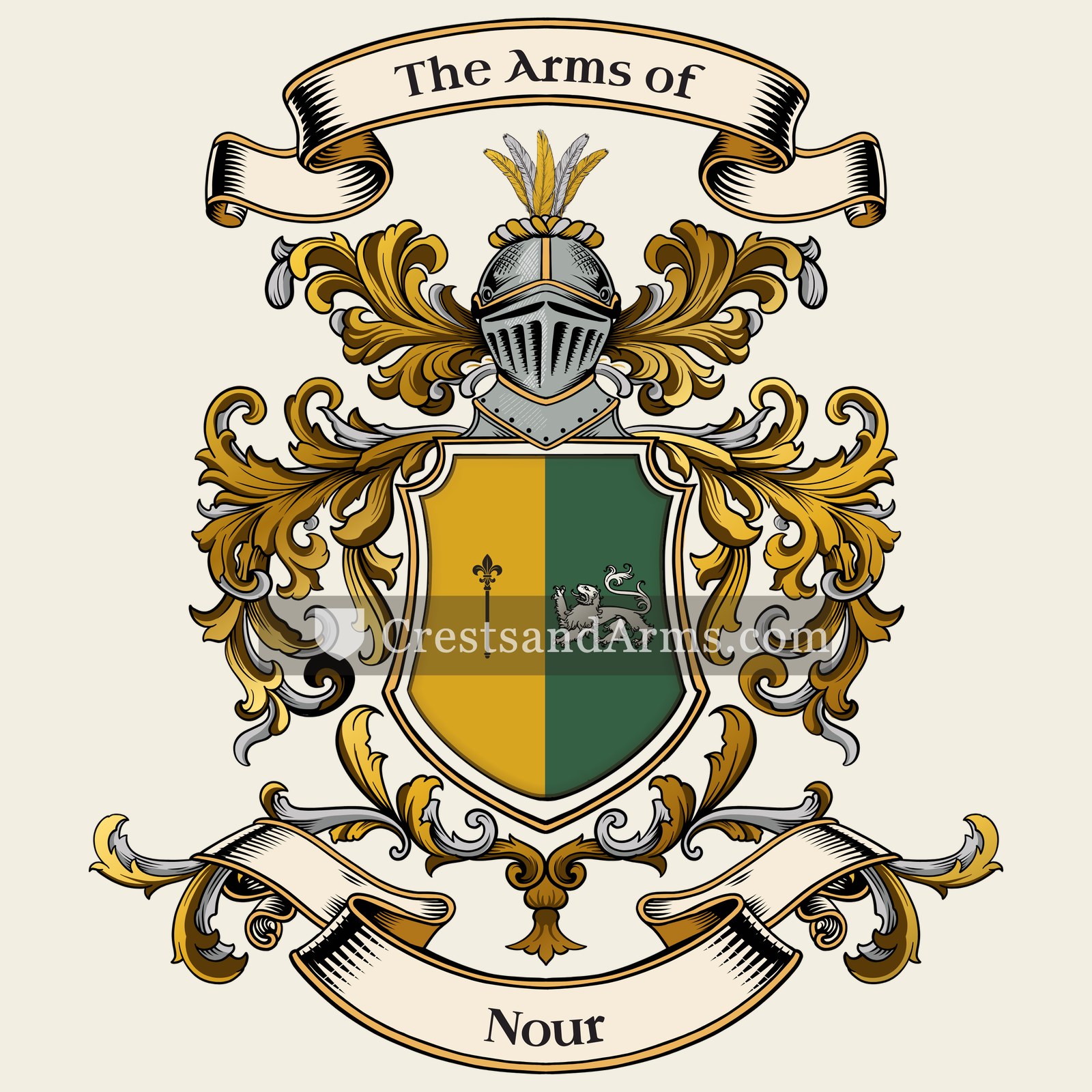 The Nour coat of arms, drawn from the recorded blazon