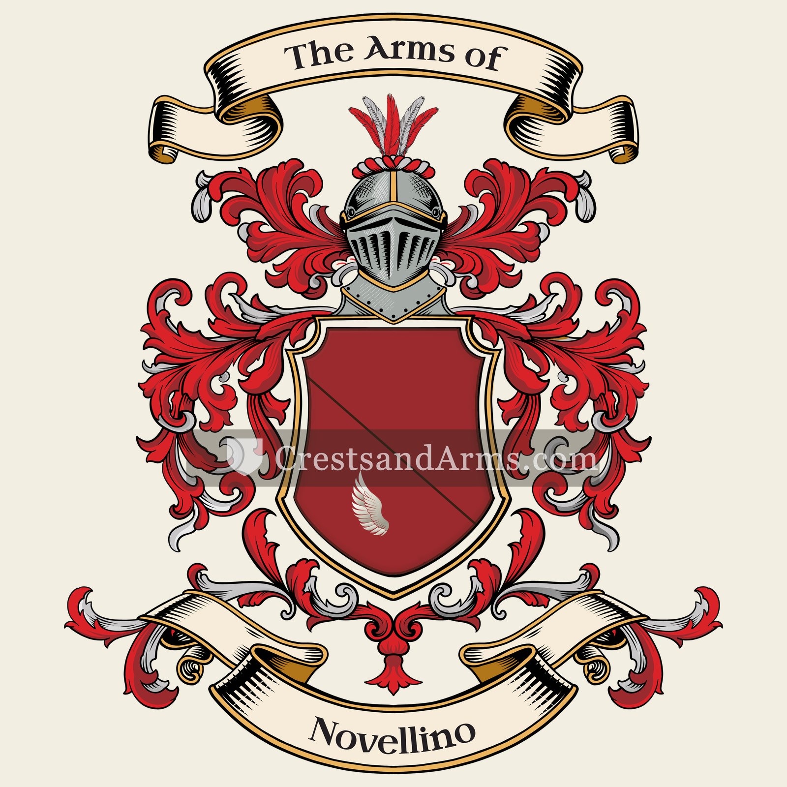 The Novellino coat of arms, drawn from the recorded blazon