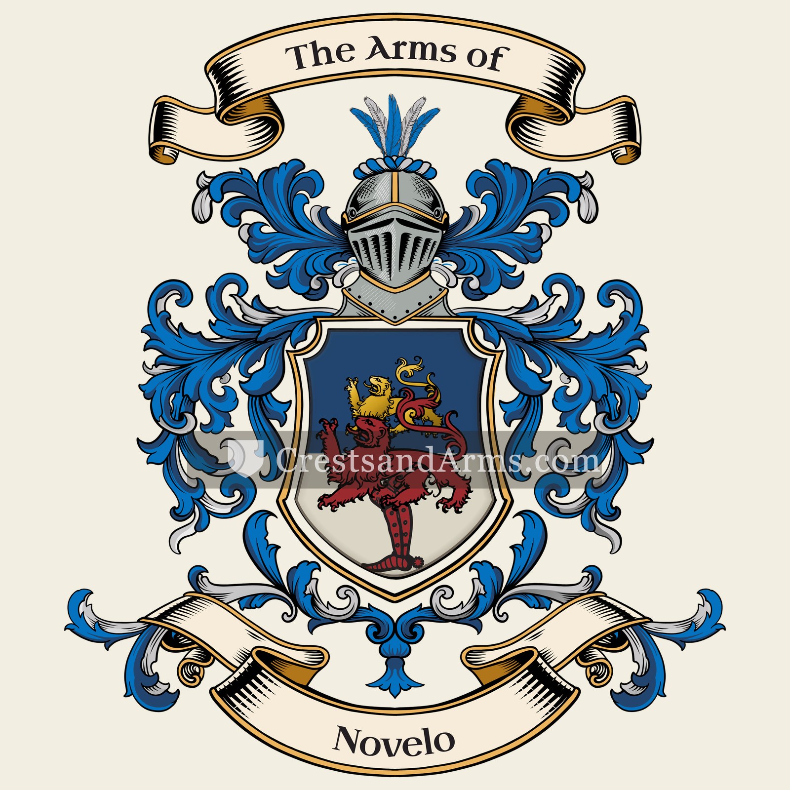 The Novelo coat of arms, drawn from the recorded blazon