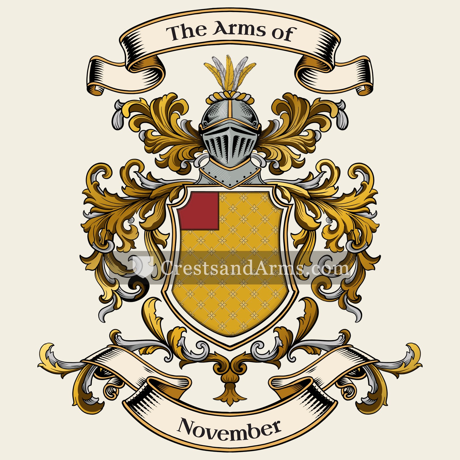 The November coat of arms, drawn from the recorded blazon
