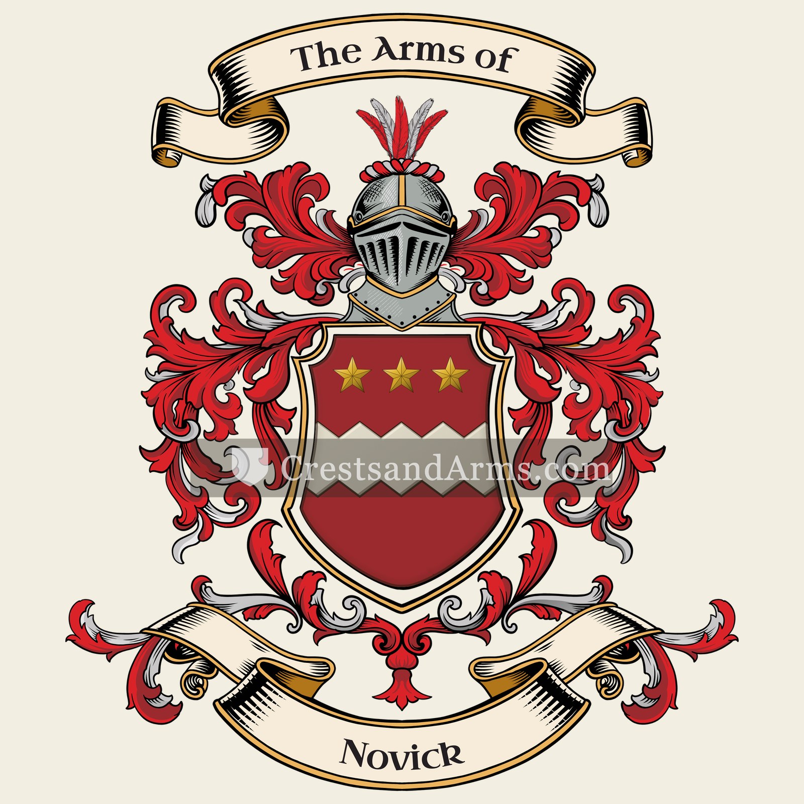 The Novick coat of arms, drawn from the recorded blazon