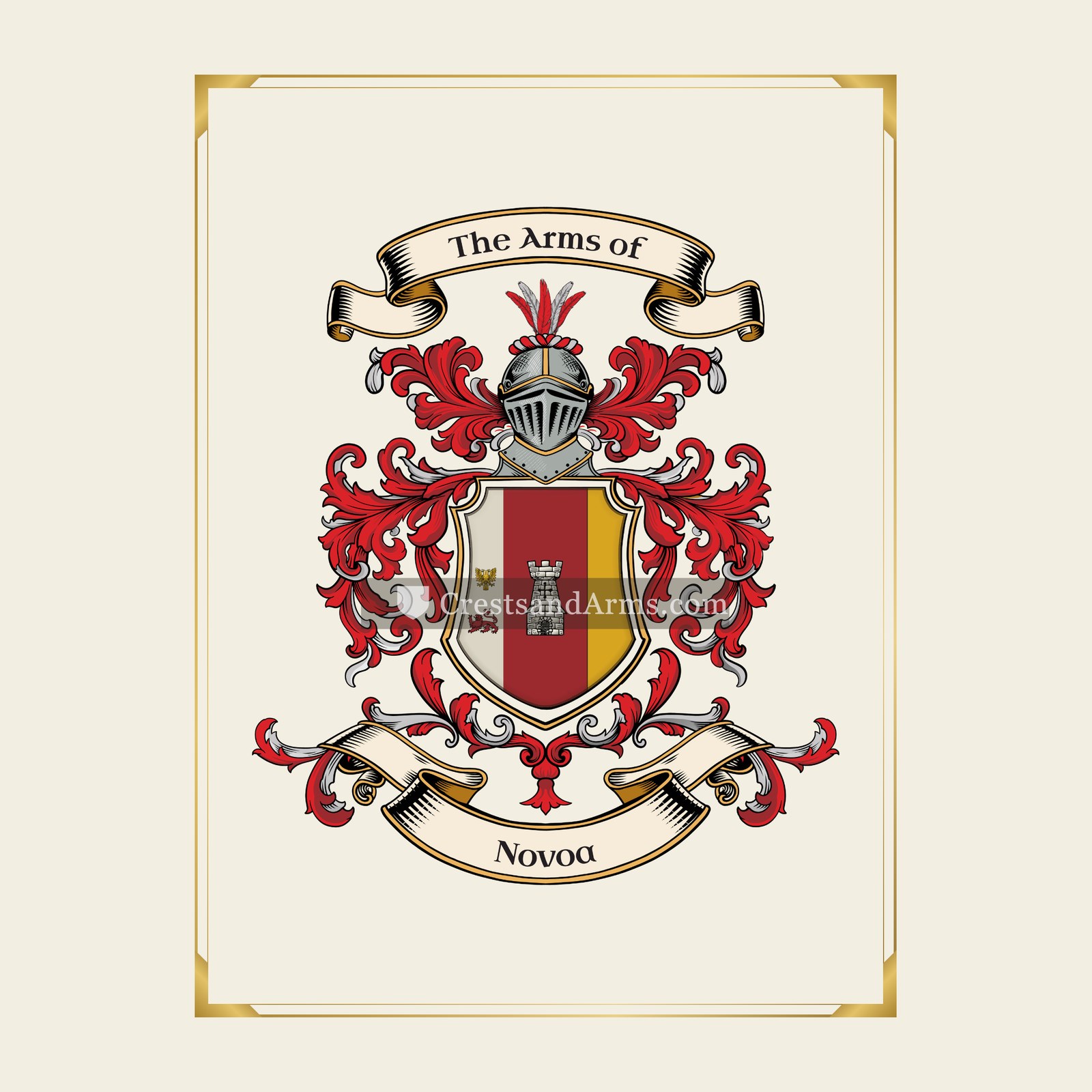 With gold border