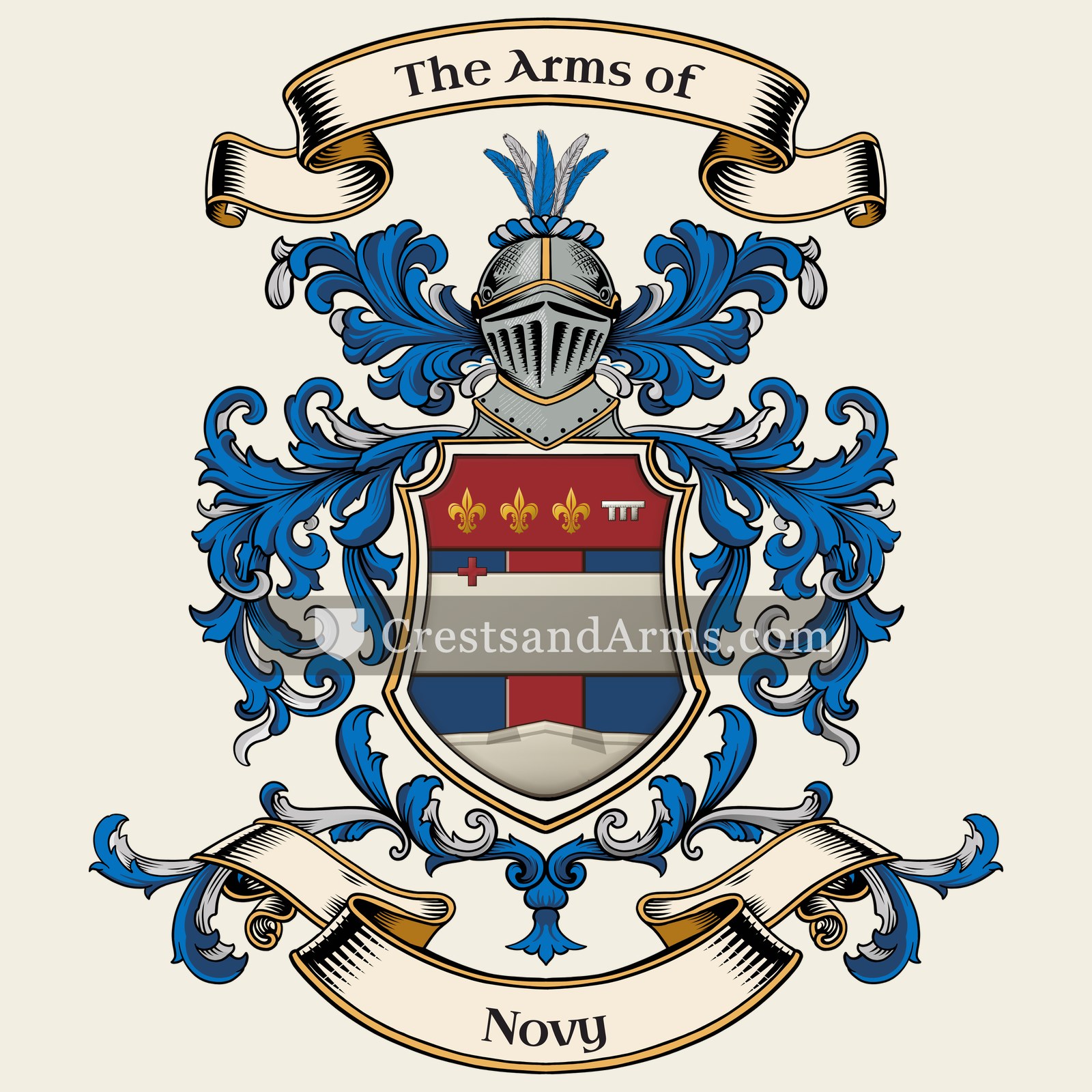 The Novy coat of arms, drawn from the recorded blazon