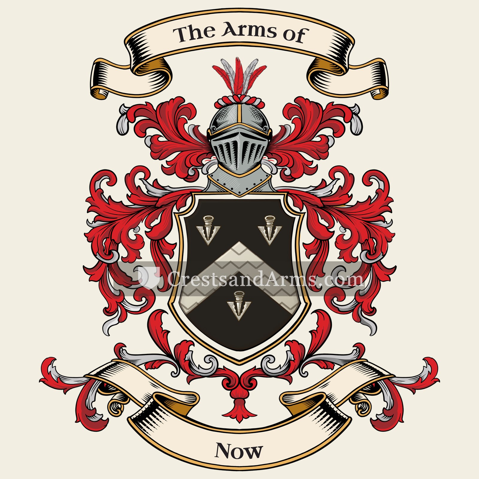 The Now coat of arms, drawn from the recorded blazon