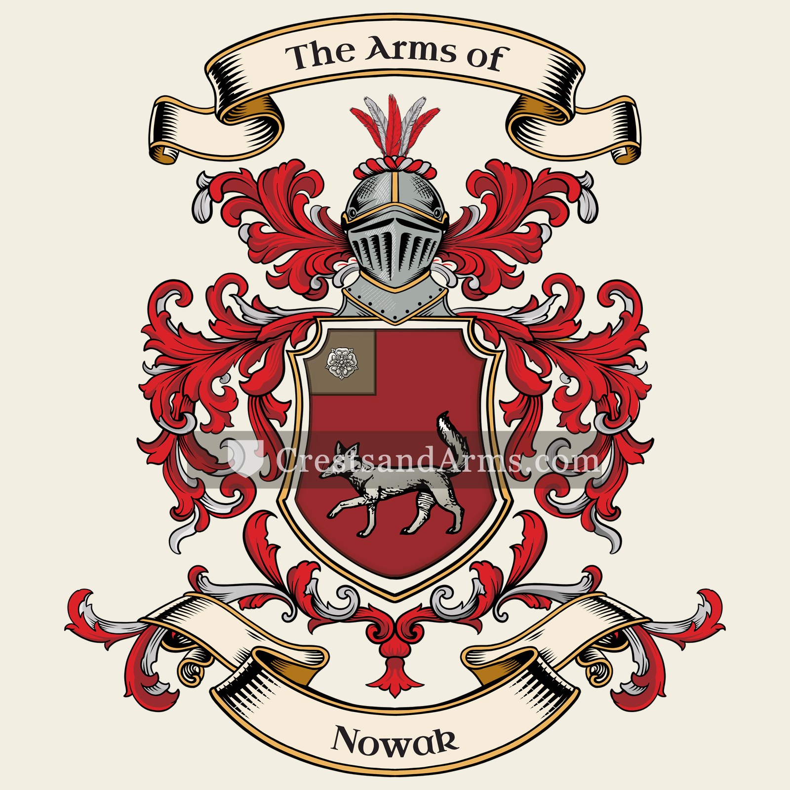 The Nowak coat of arms, drawn from the recorded blazon
