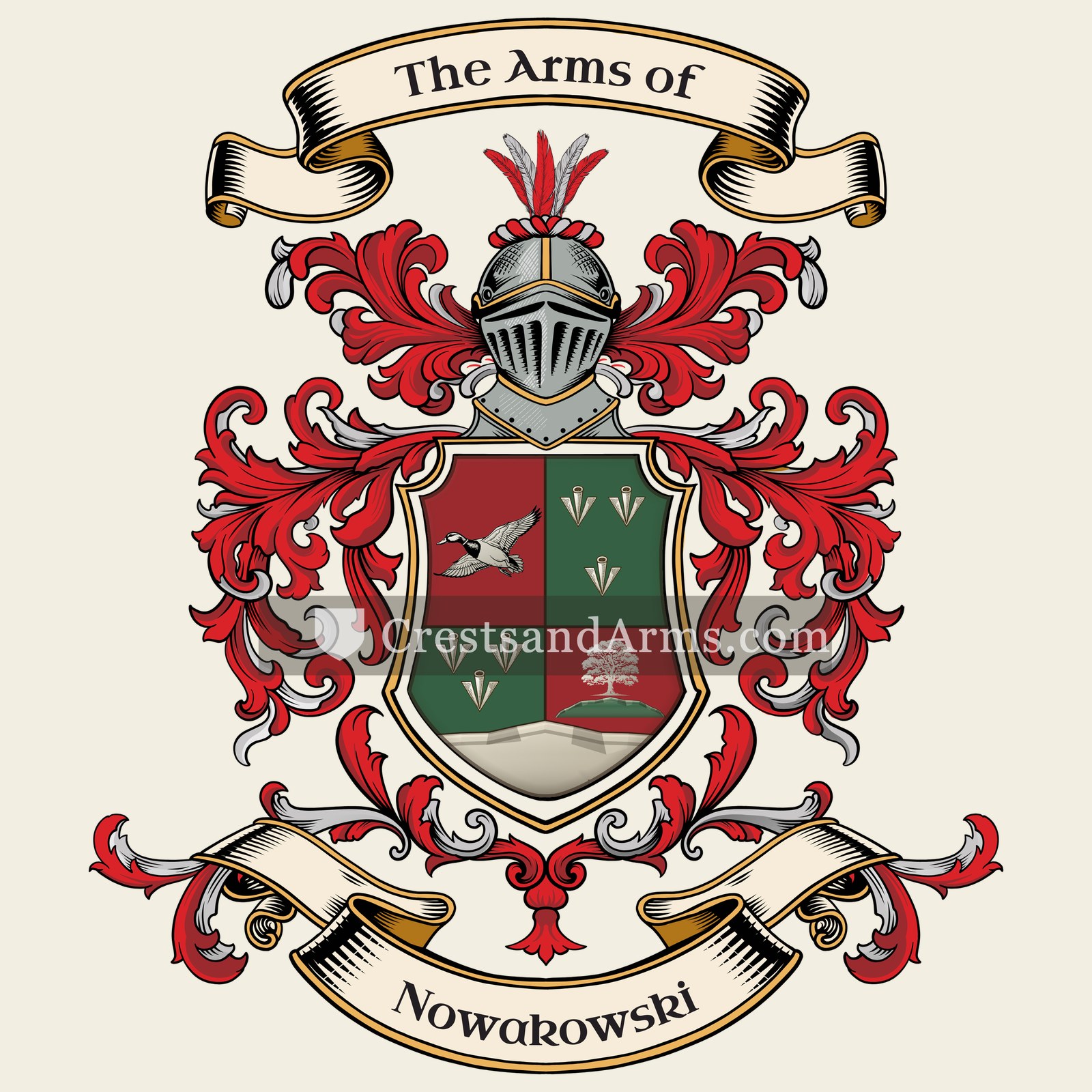 The Nowakowski coat of arms, drawn from the recorded blazon