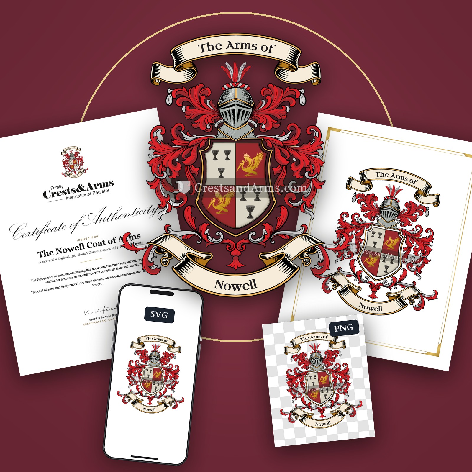 The Nowell arms on the coat of arms — digital pack