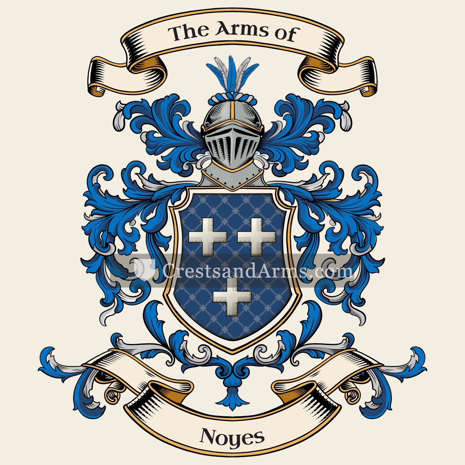 The Noyes coat of arms, drawn from the recorded blazon