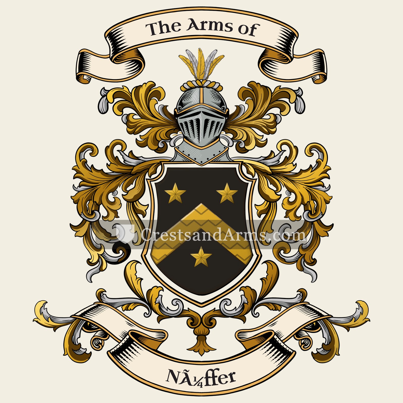 The Nüffer coat of arms, drawn from the recorded blazon
