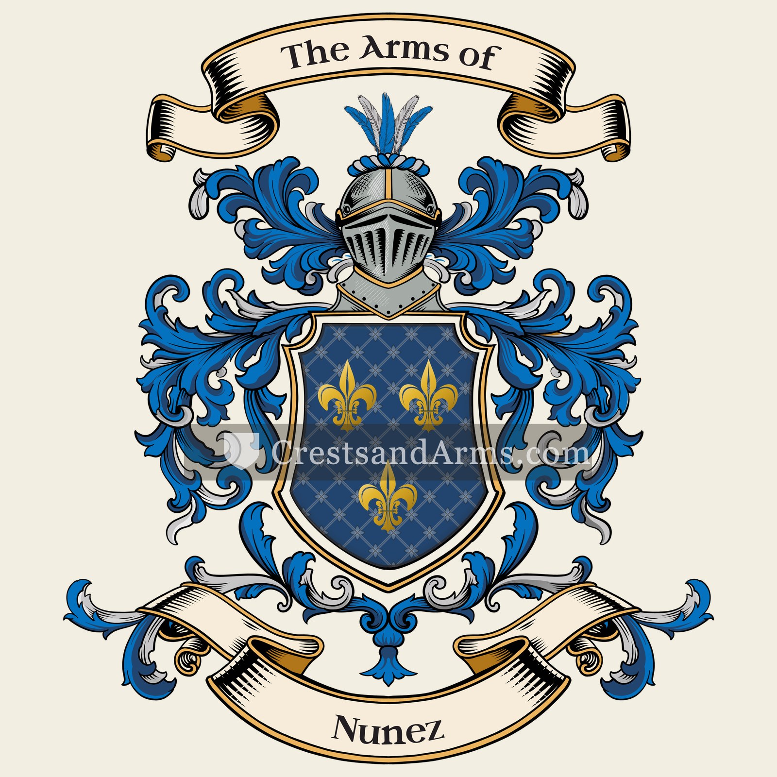 The Nunez coat of arms, drawn from the recorded blazon