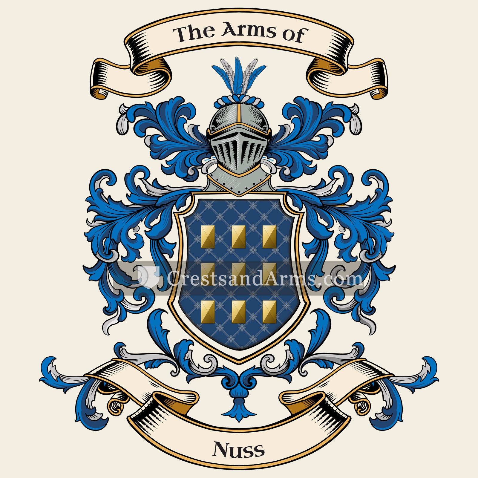 The Nuss coat of arms, drawn from the recorded blazon