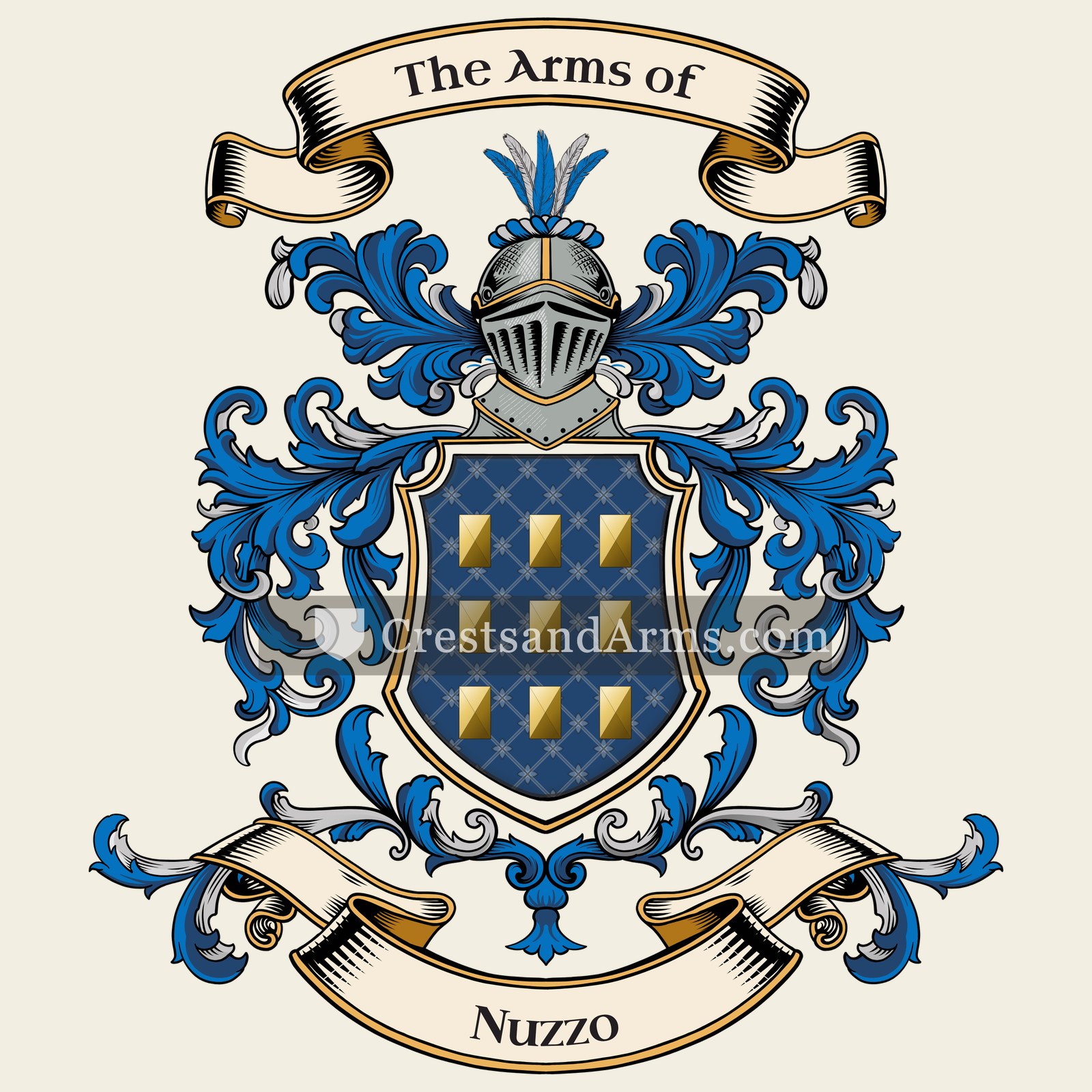 The Nuzzo coat of arms, drawn from the recorded blazon