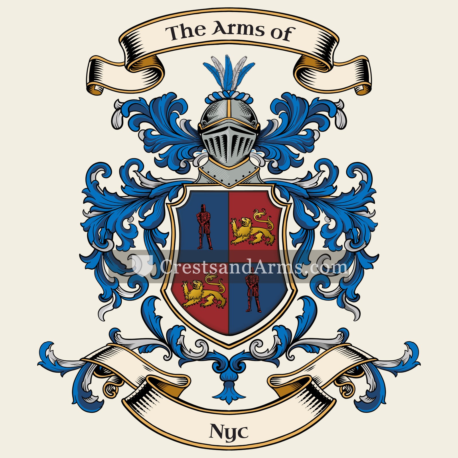The Nyc coat of arms, drawn from the recorded blazon