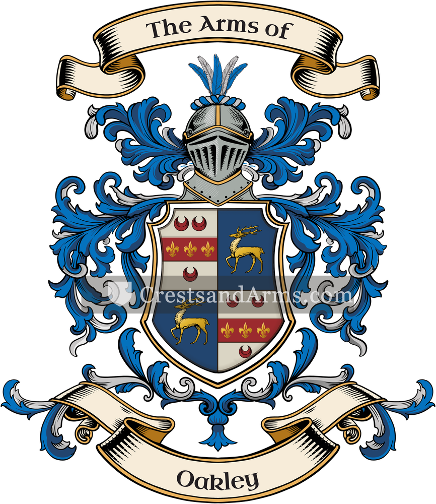 The Oakley coat of arms, drawn from the recorded blazon