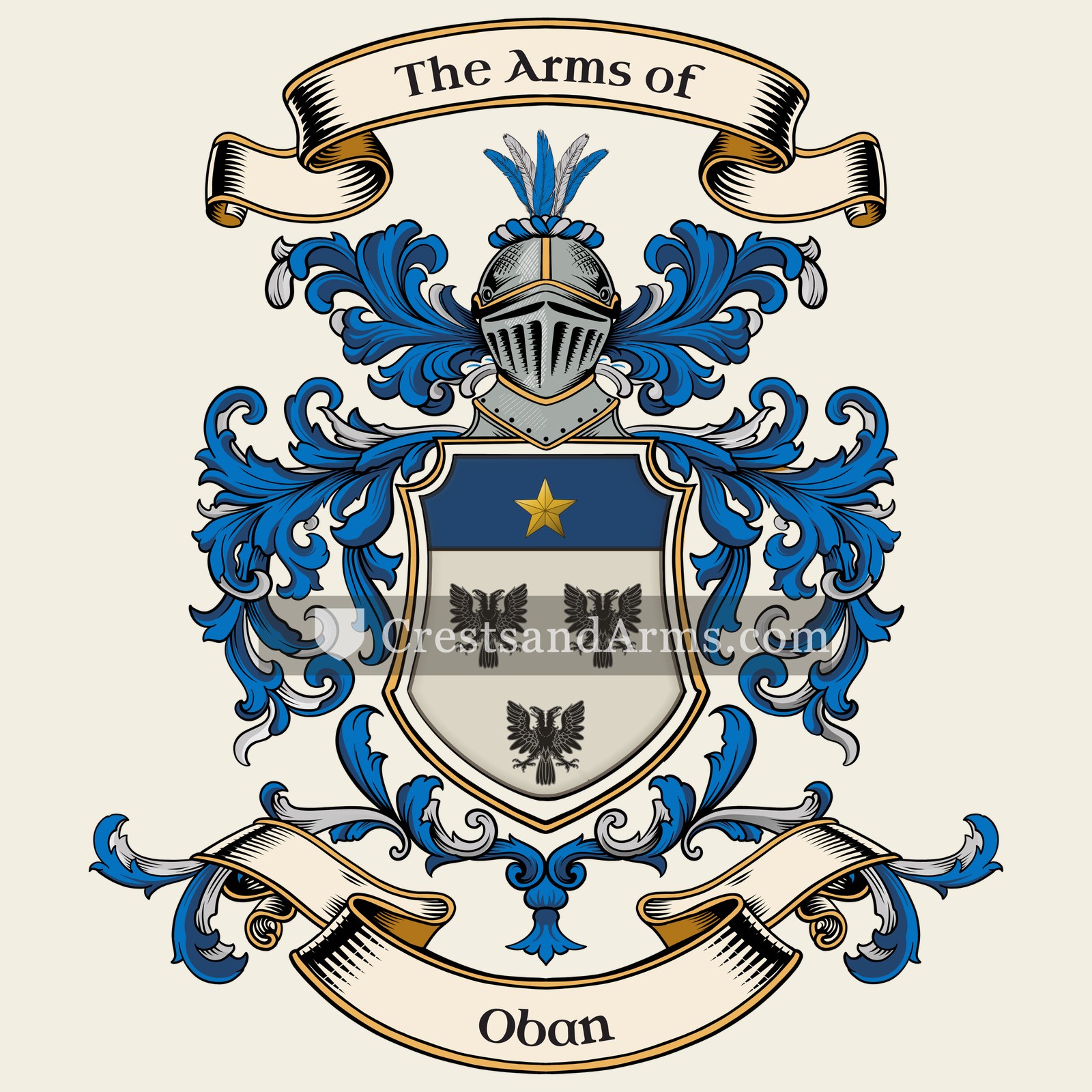 The Oban coat of arms, drawn from the recorded blazon