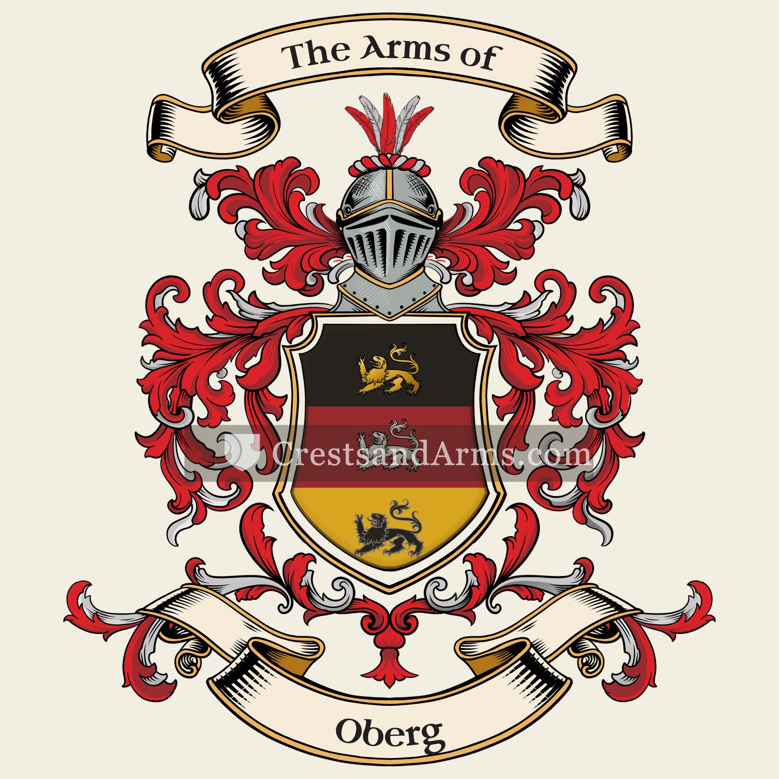 The Oberg coat of arms, drawn from the recorded blazon