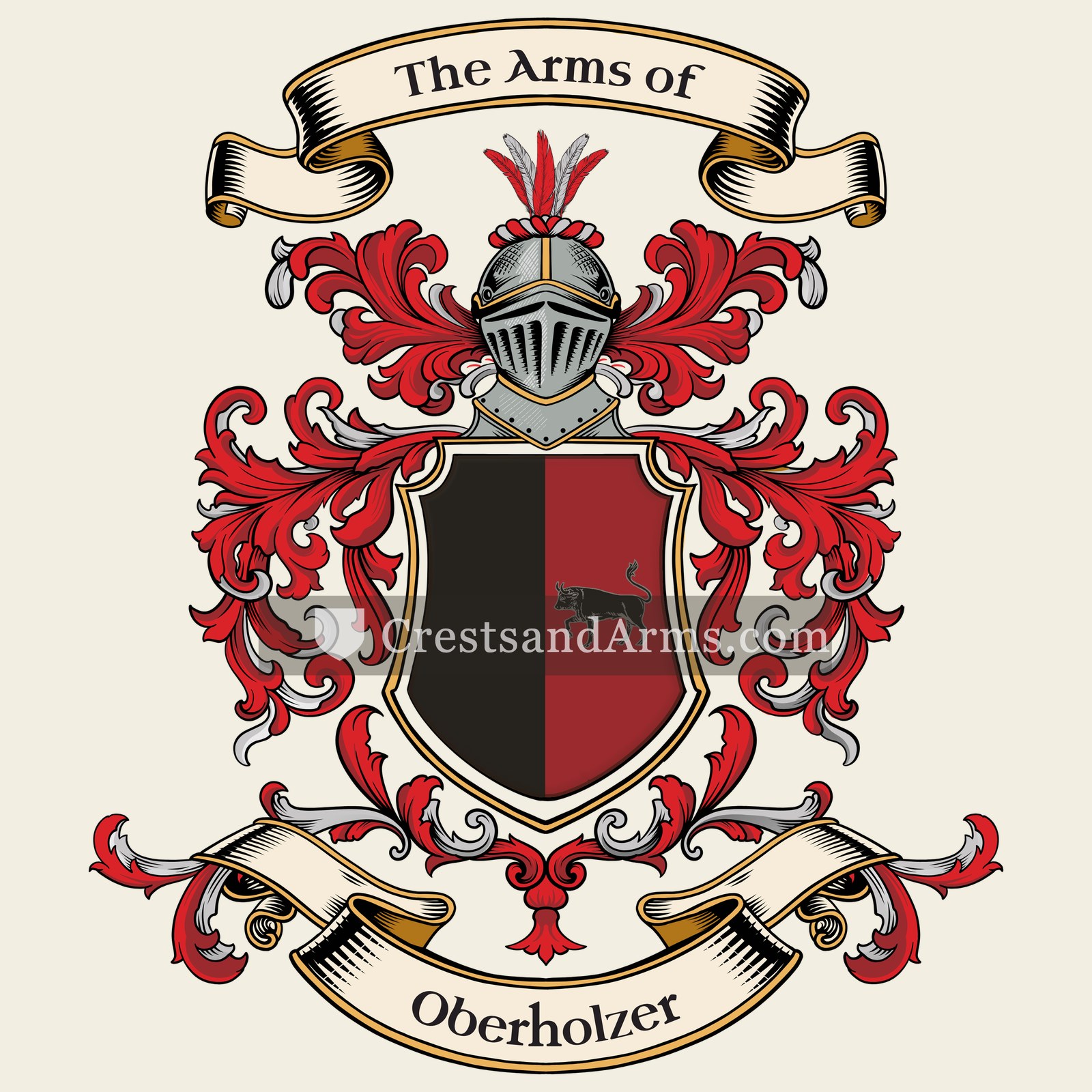 The Oberholzer coat of arms, drawn from the recorded blazon