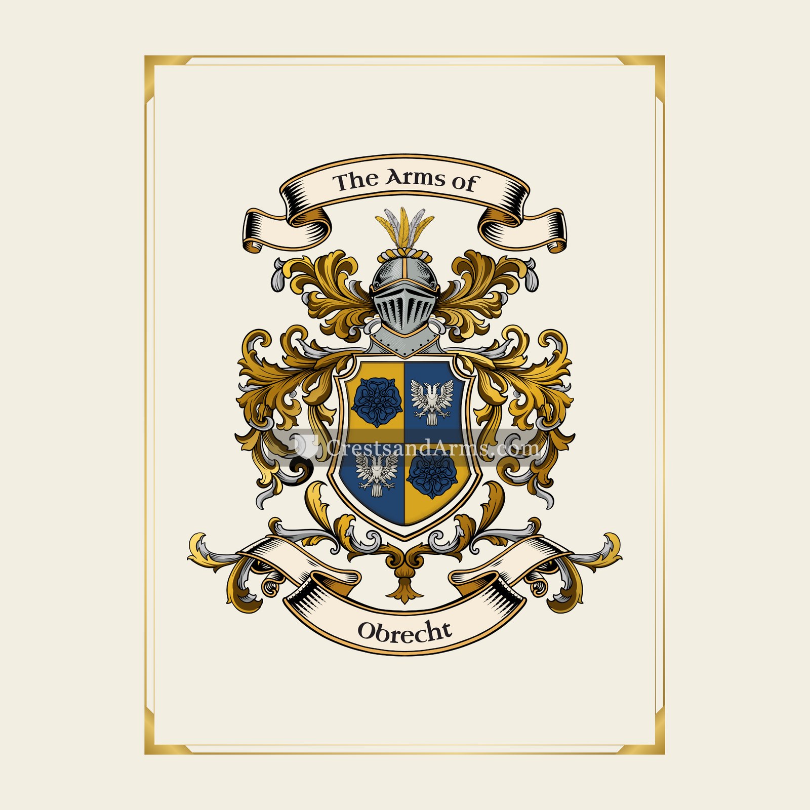 With gold border