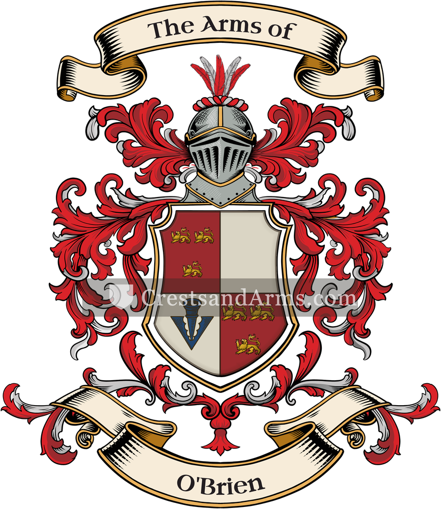 The O'Brien coat of arms, drawn from the recorded blazon