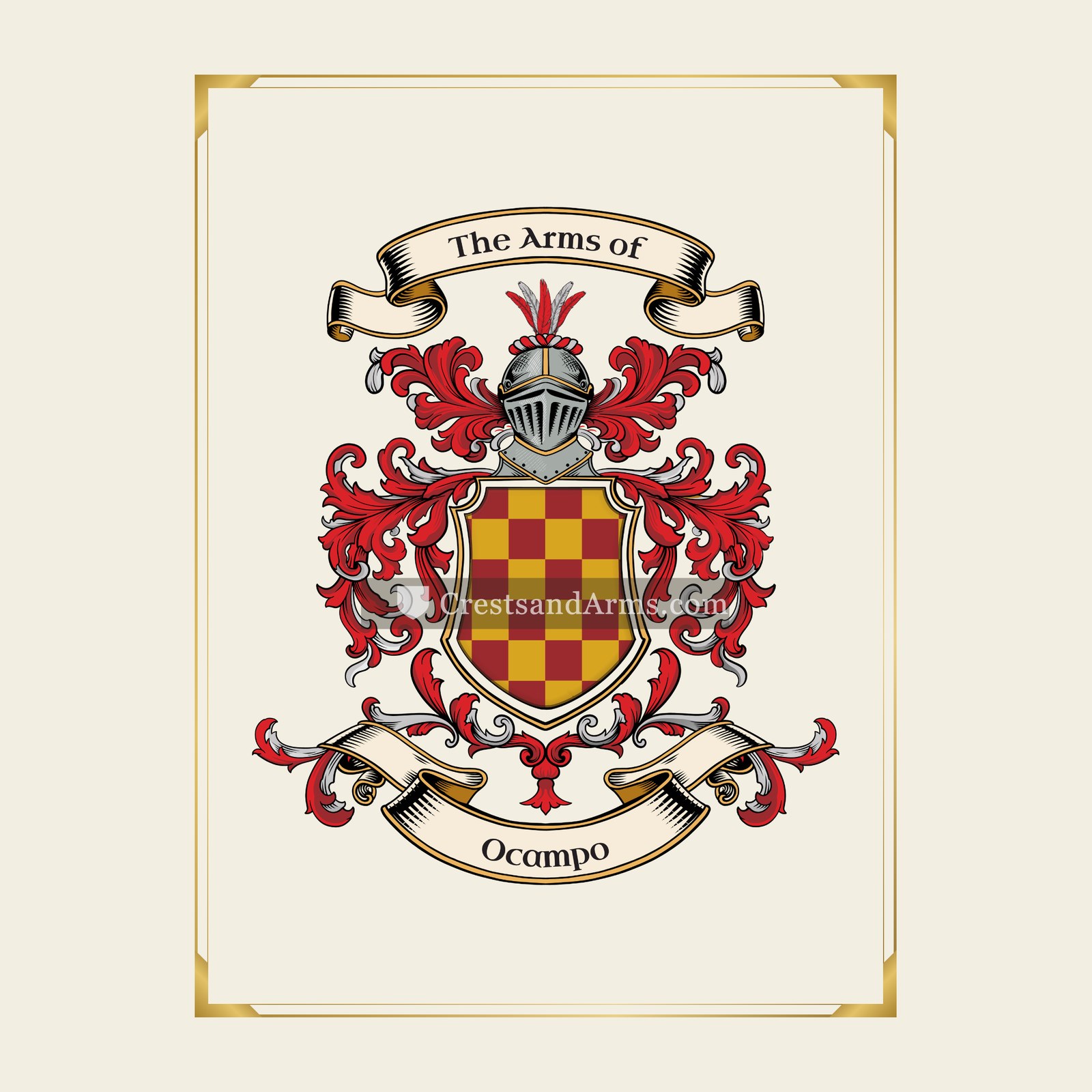 With gold border
