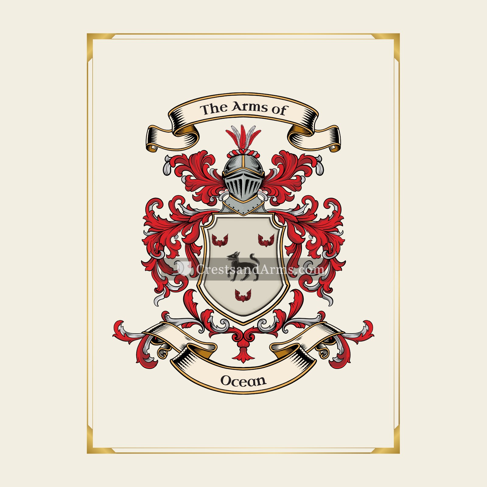 With gold border