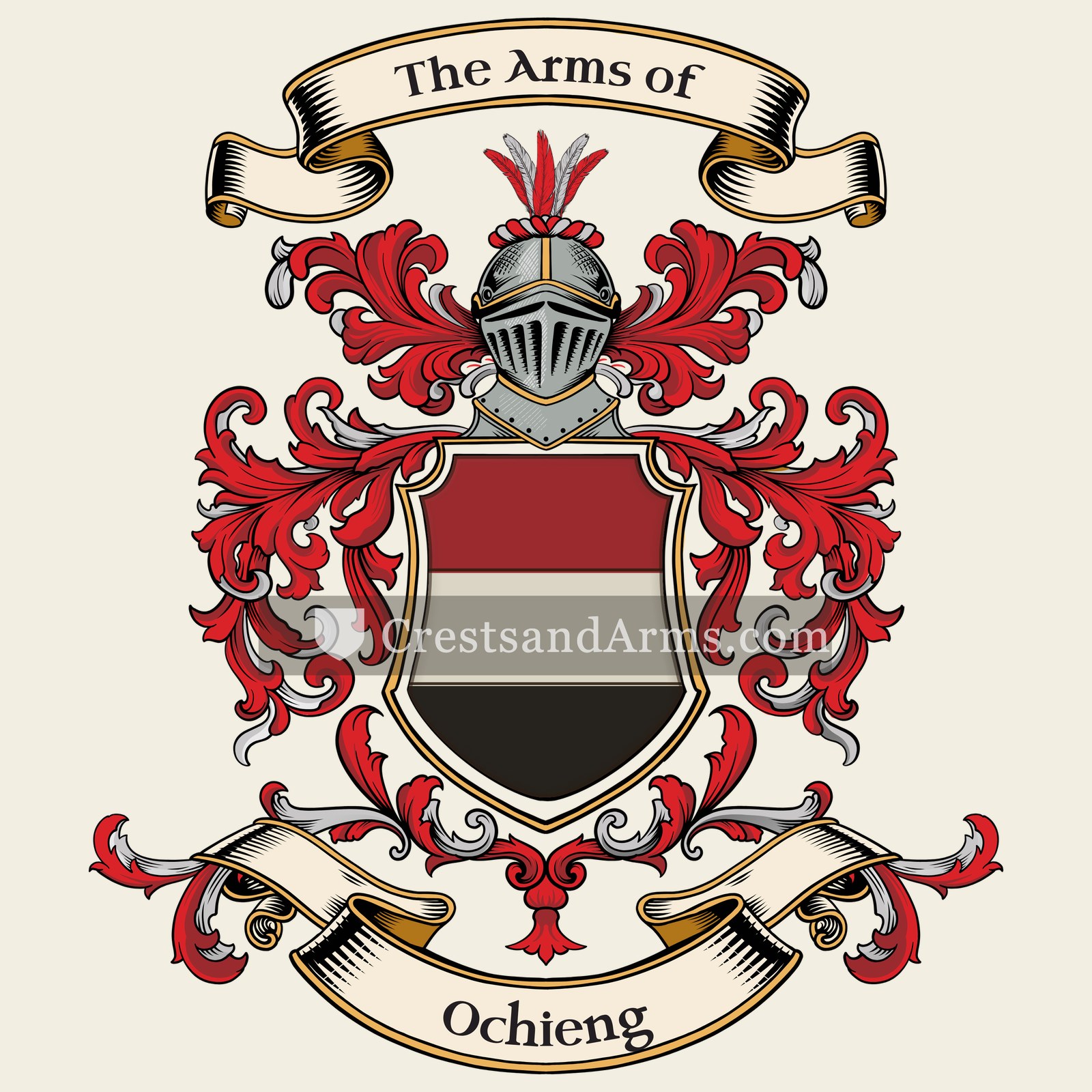 The Ochieng coat of arms, drawn from the recorded blazon
