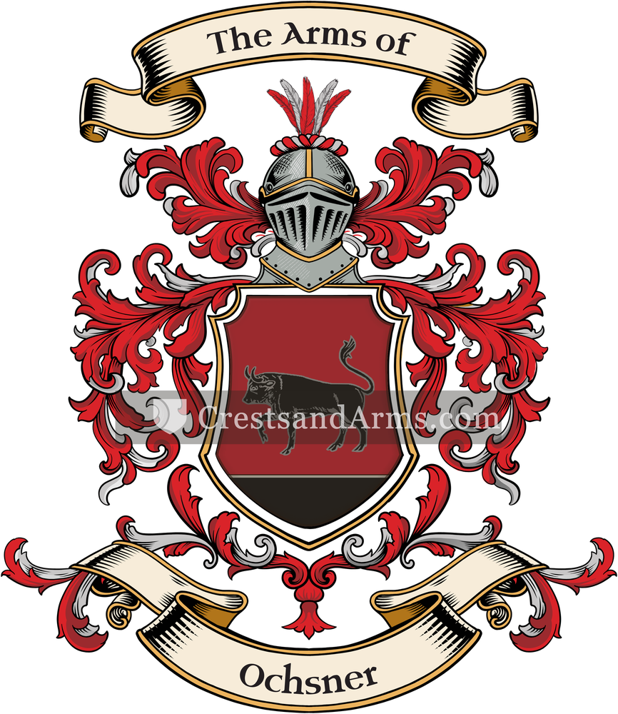 The Ochsner coat of arms, drawn from the recorded blazon