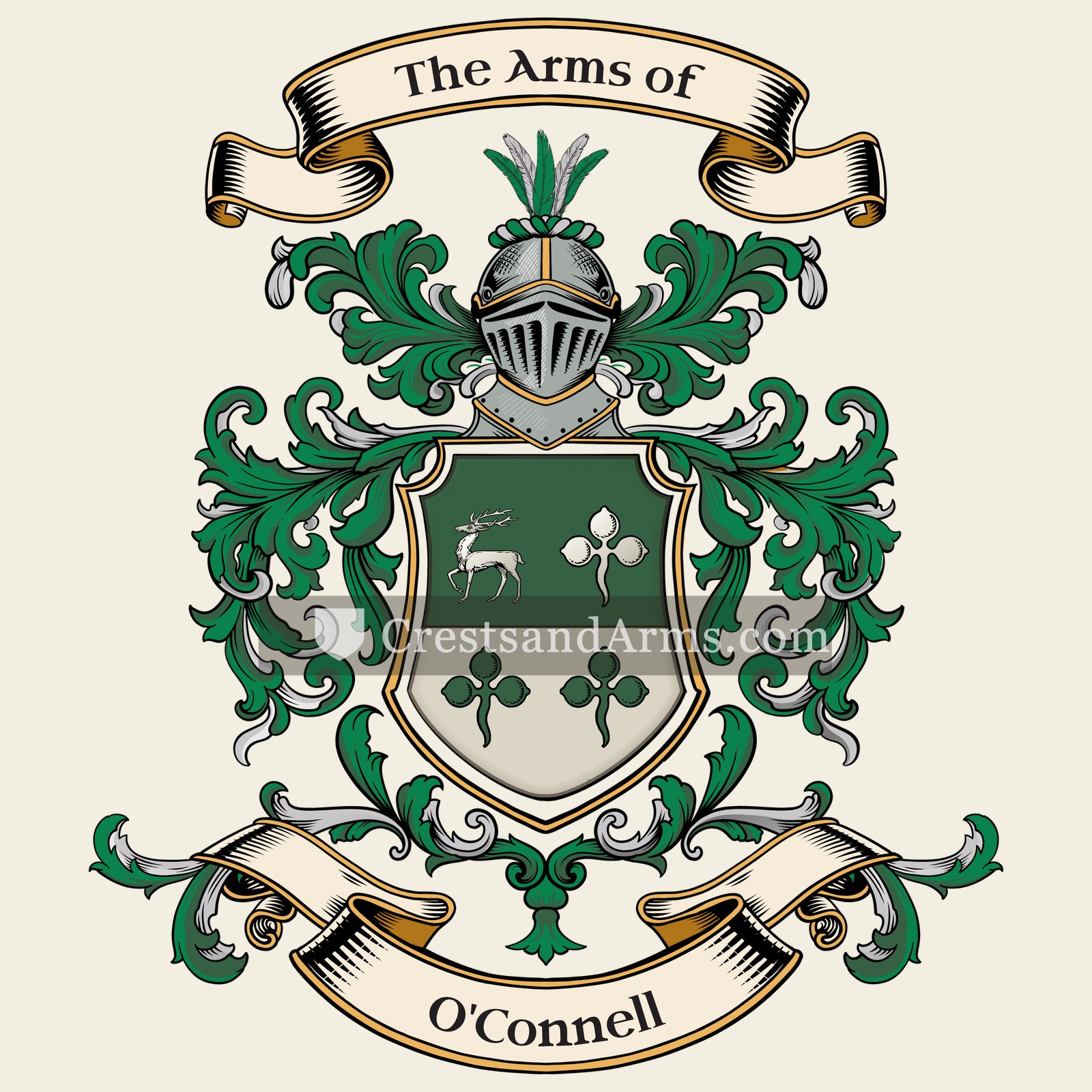 The O'Connell coat of arms, drawn from the recorded blazon