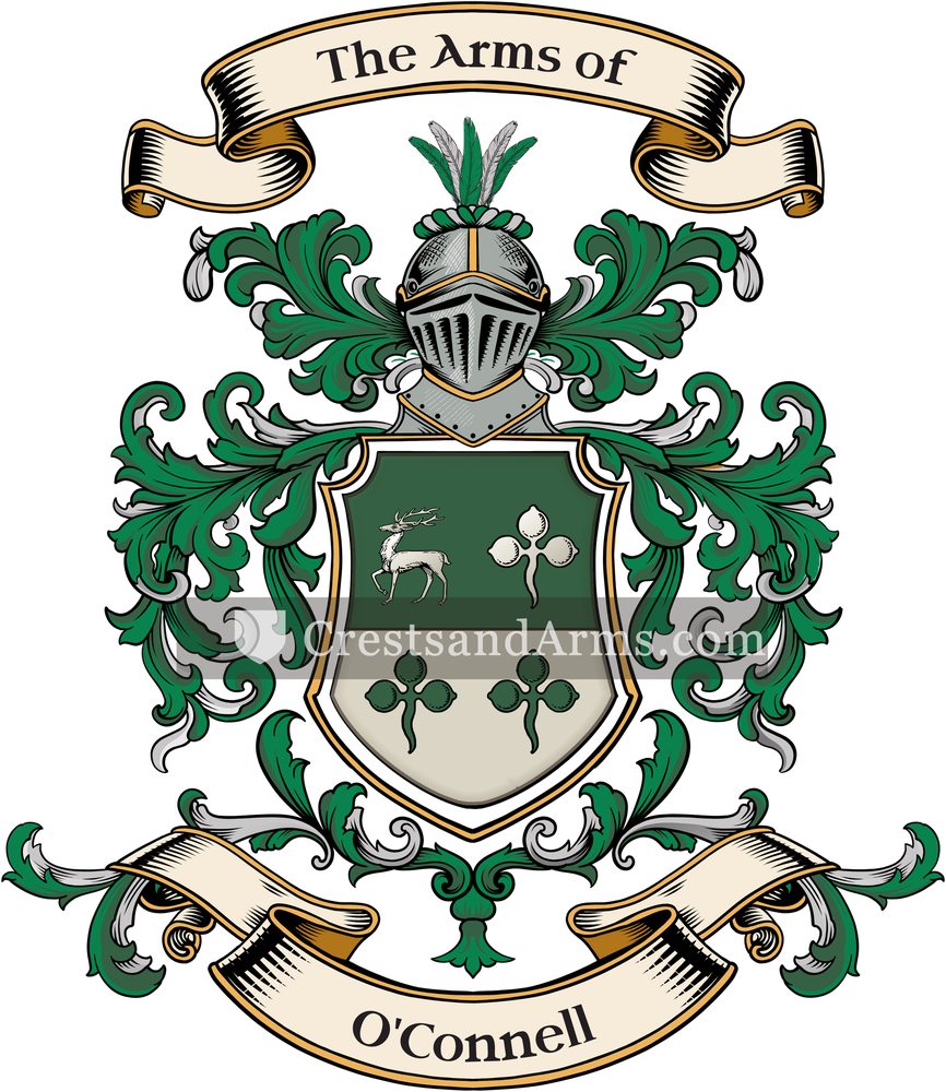 The O'Connell coat of arms, drawn from the recorded blazon