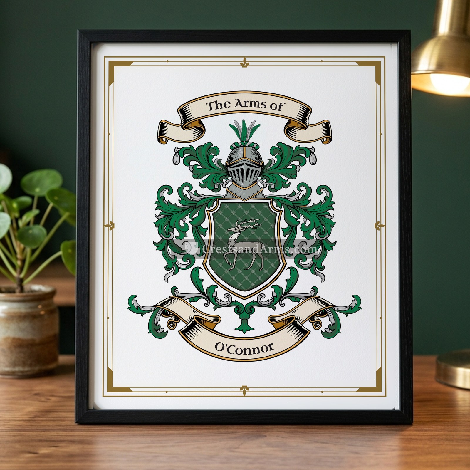 The O'Connor arms on the framed, black wood