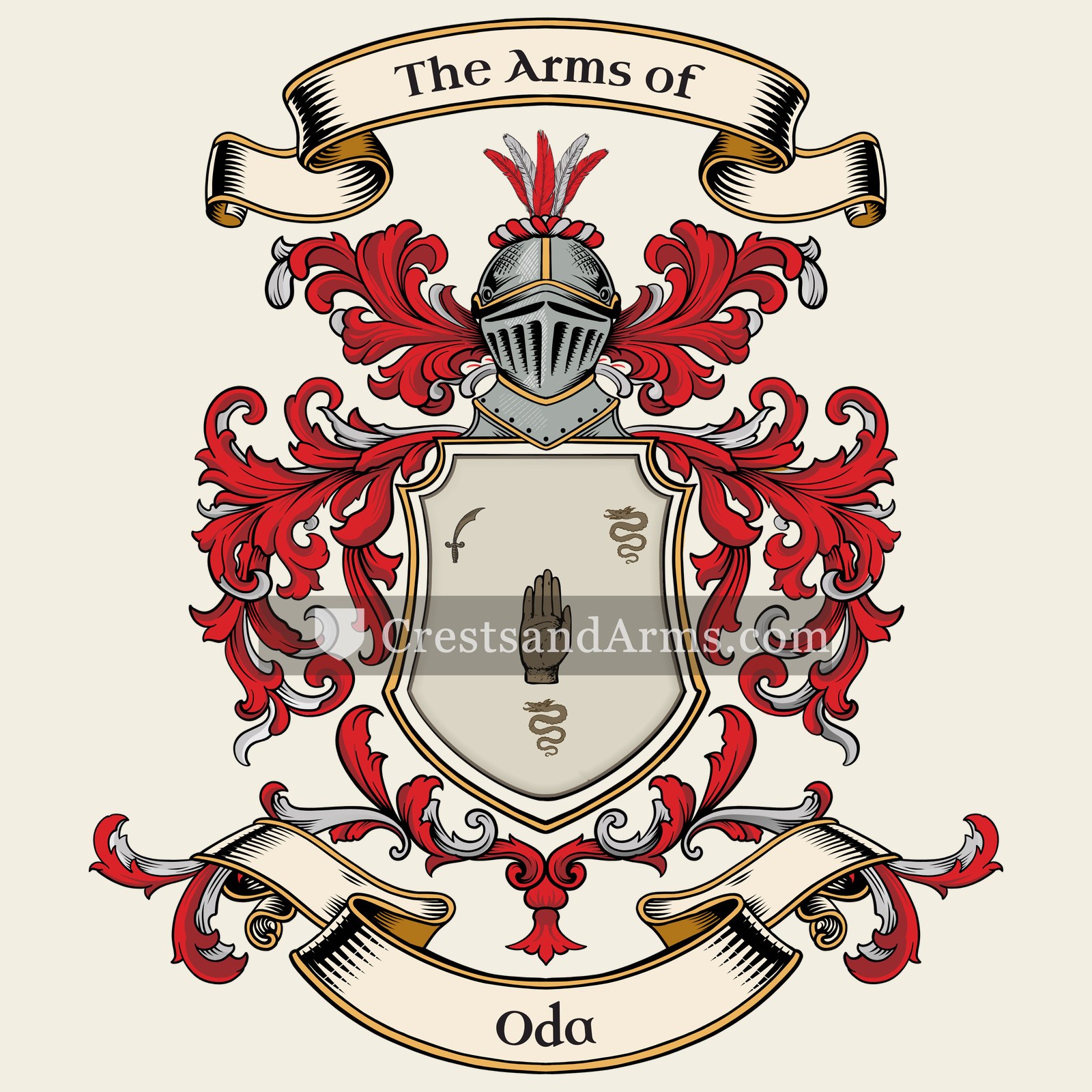 The Oda coat of arms, drawn from the recorded blazon
