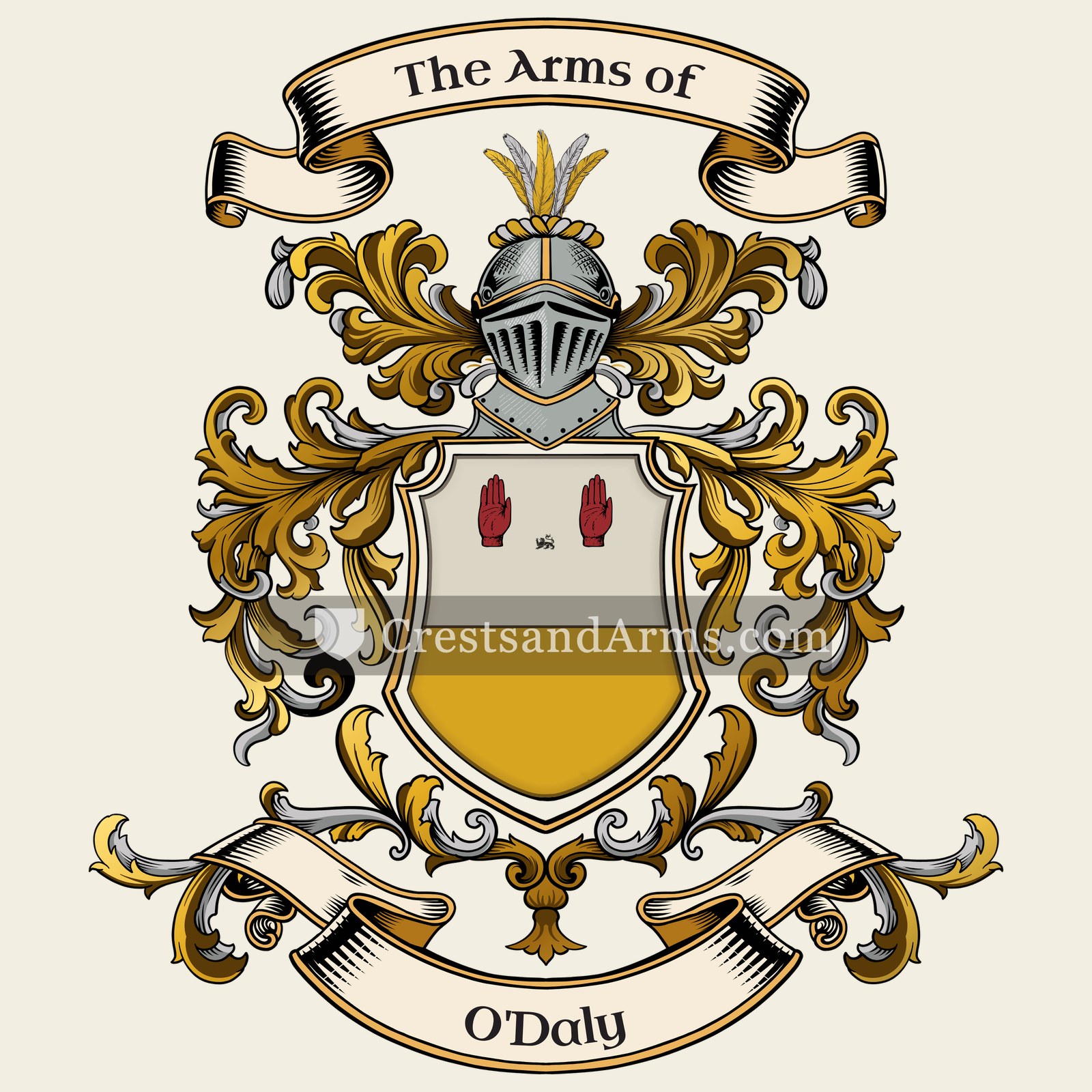 The O'Daly coat of arms, drawn from the recorded blazon