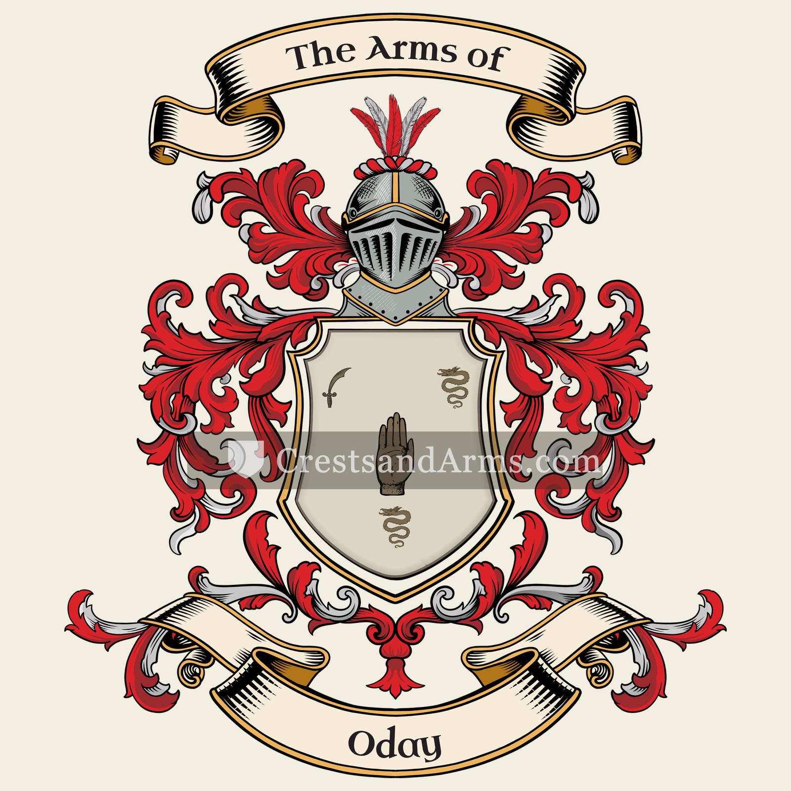 The Oday coat of arms, drawn from the recorded blazon
