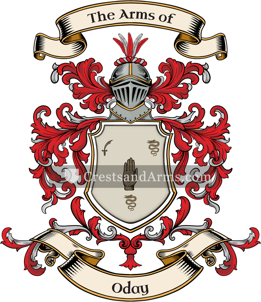 The Oday coat of arms, drawn from the recorded blazon