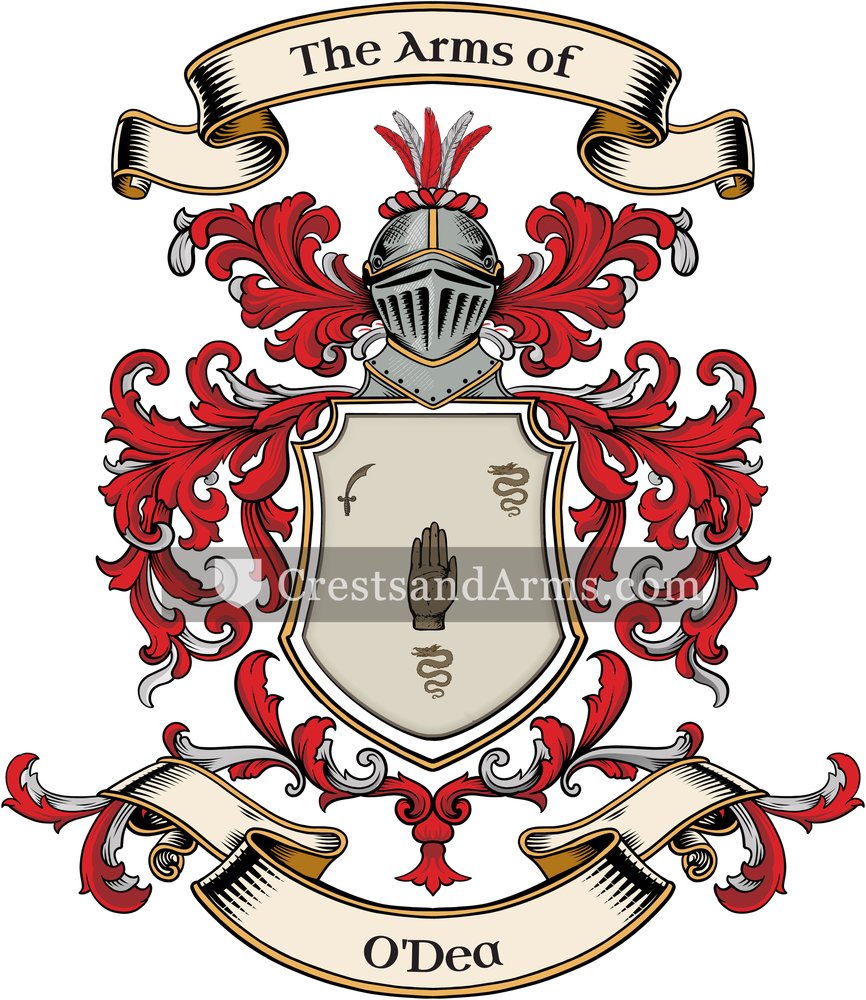 The O'Dea coat of arms, drawn from the recorded blazon