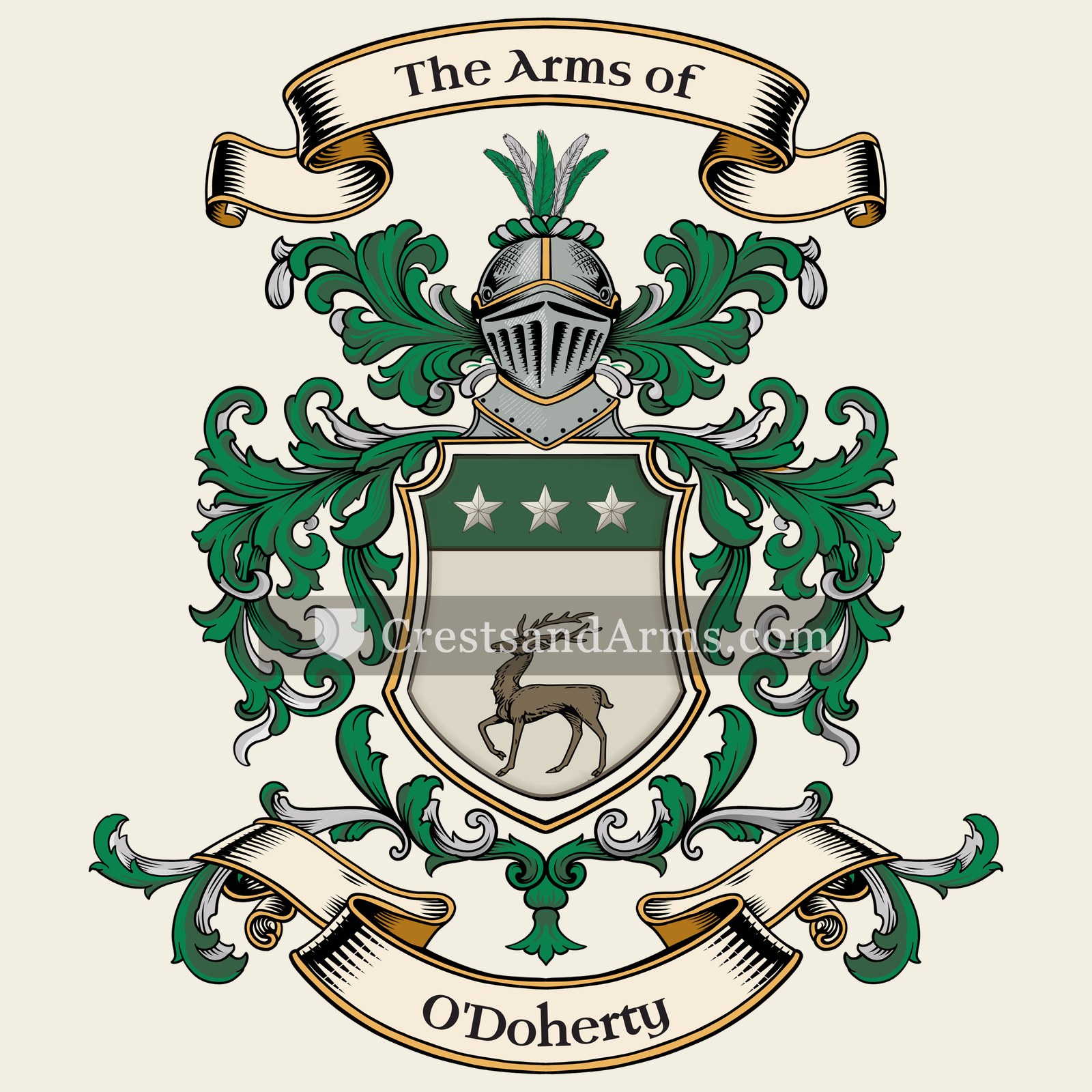The O'Doherty coat of arms, drawn from the recorded blazon