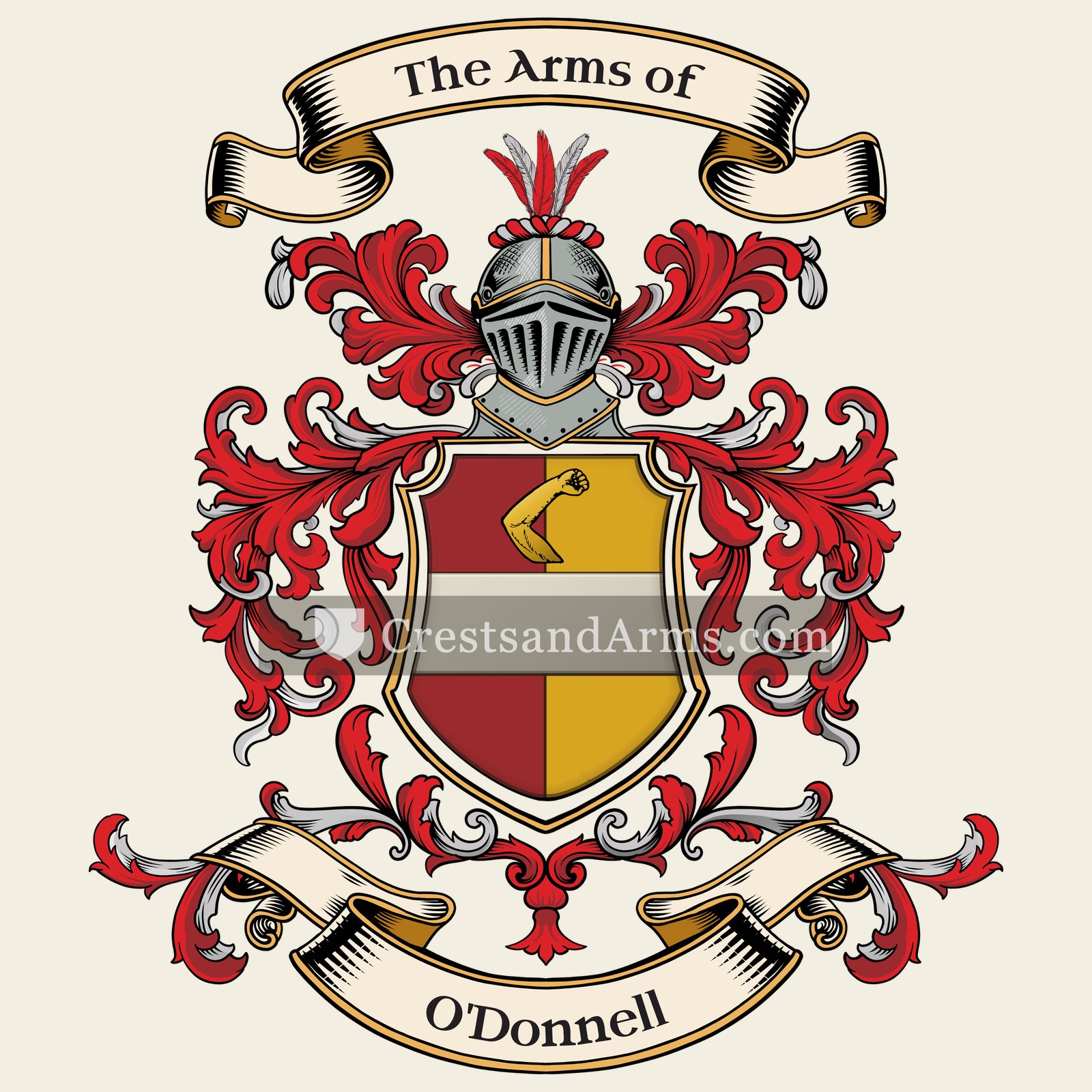 The O'Donnell coat of arms, drawn from the recorded blazon