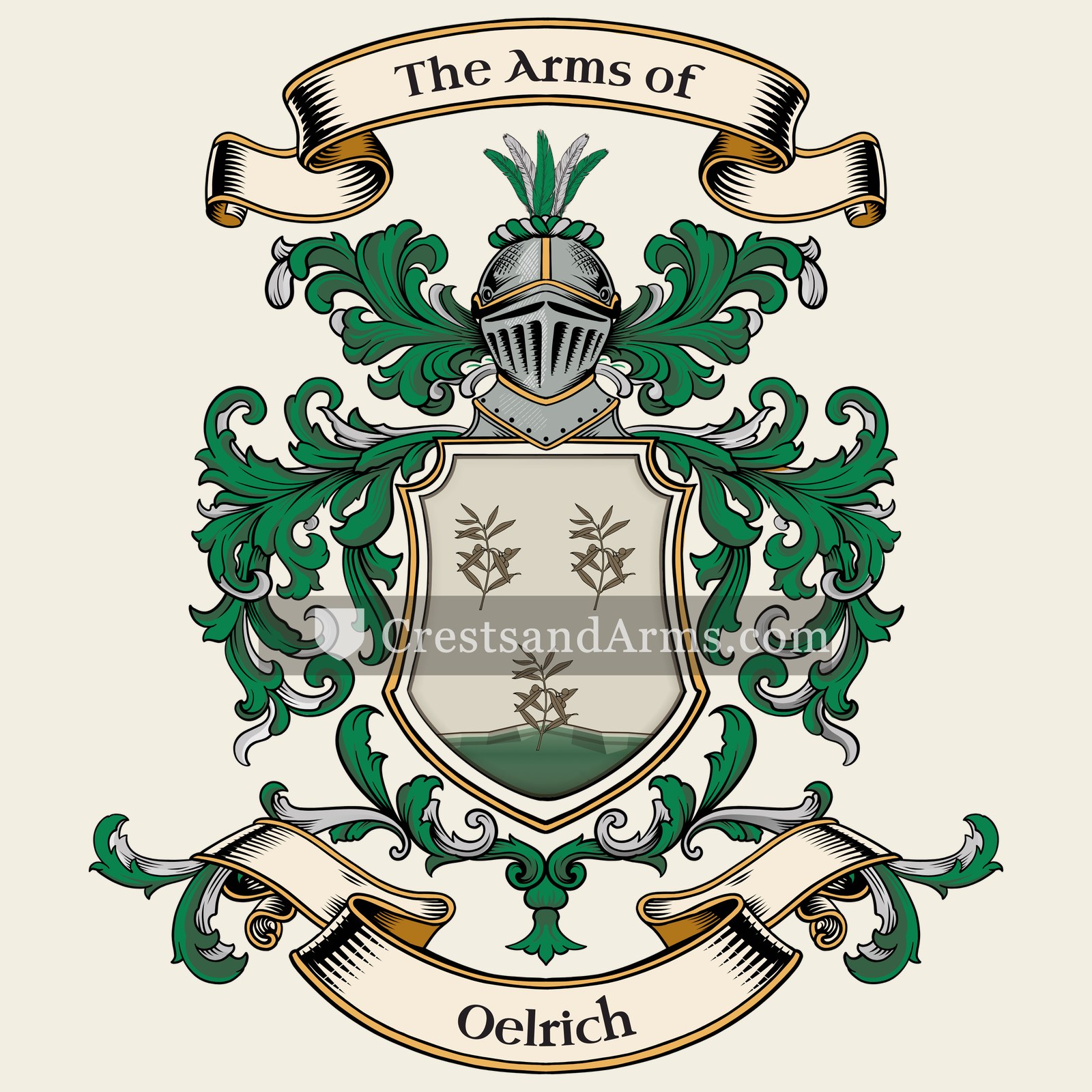 The Oelrich coat of arms, drawn from the recorded blazon