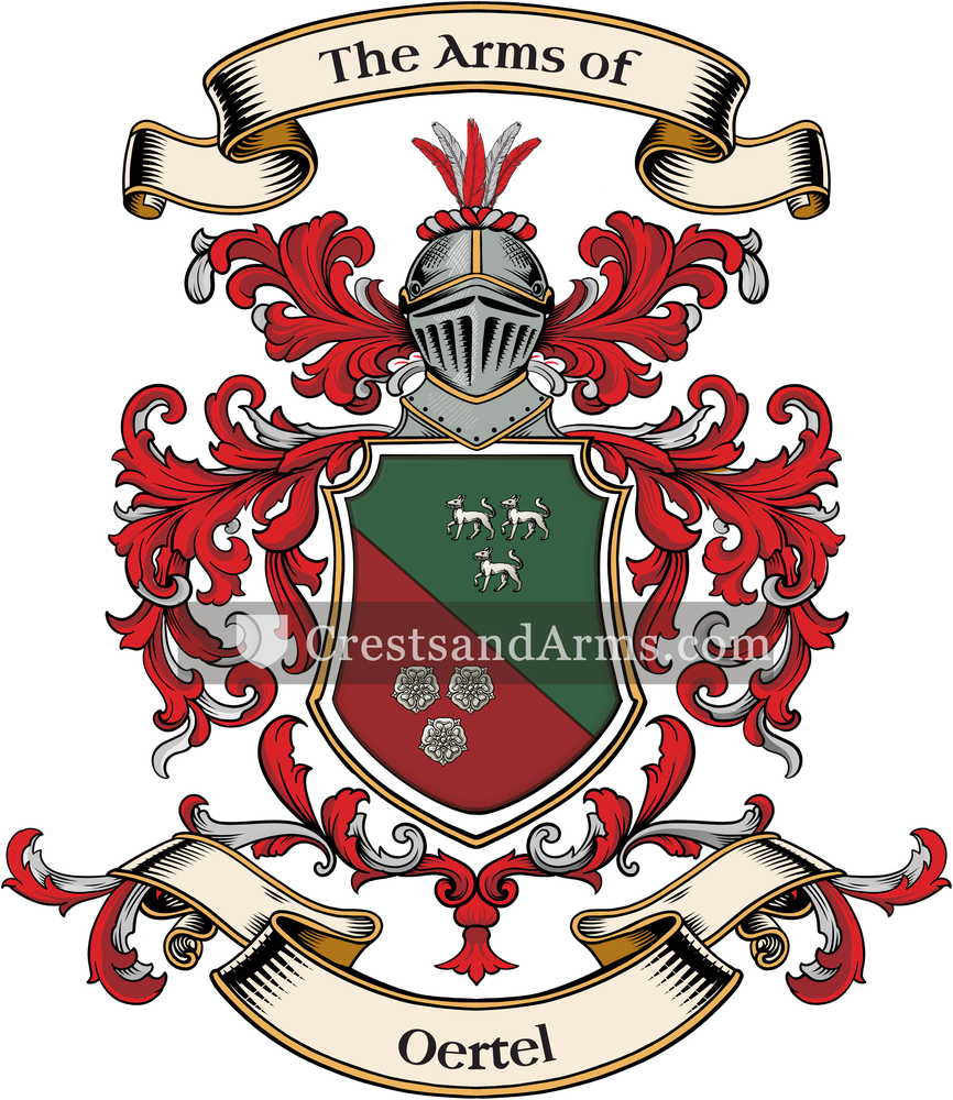 The Oertel coat of arms, drawn from the recorded blazon
