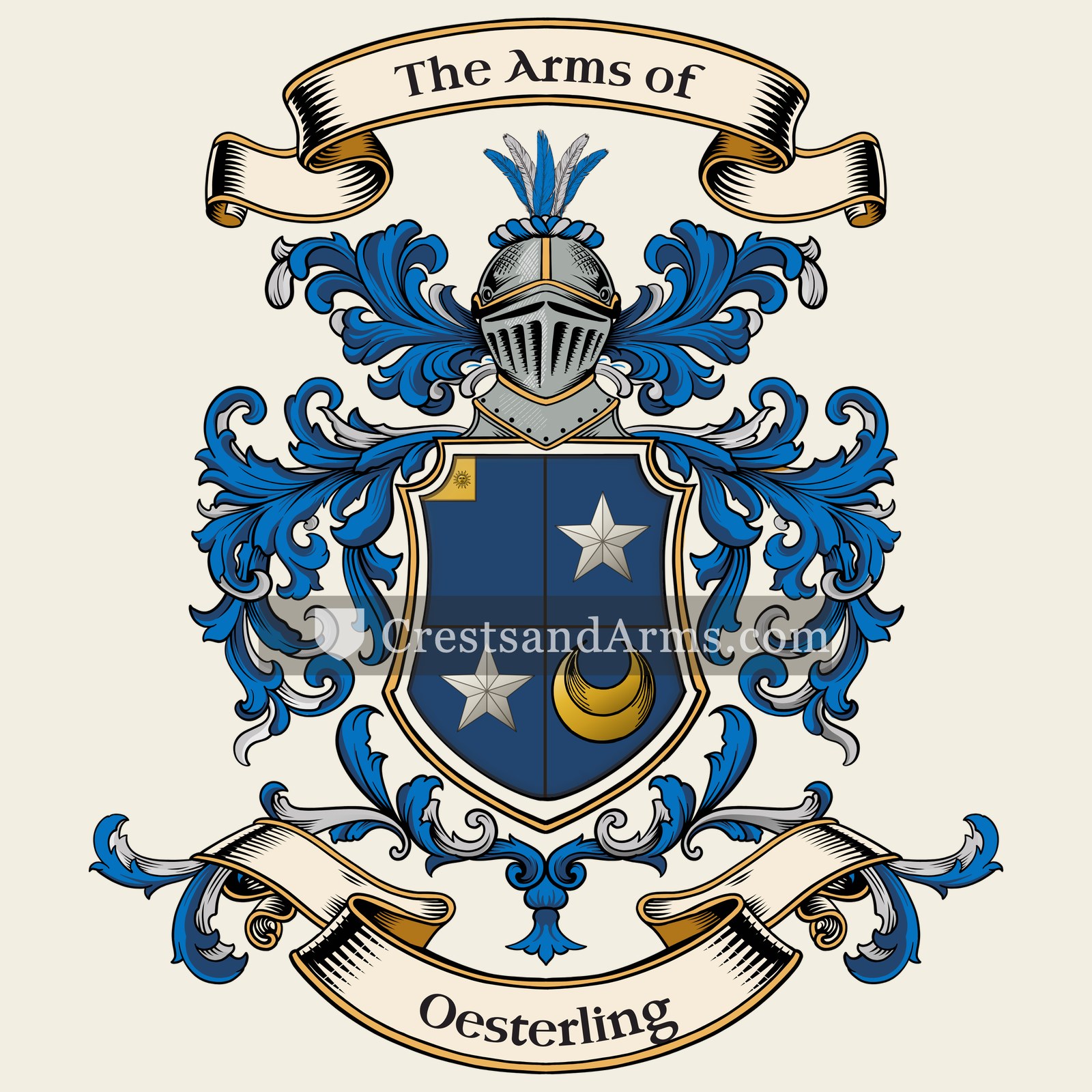The Oesterling coat of arms, drawn from the recorded blazon