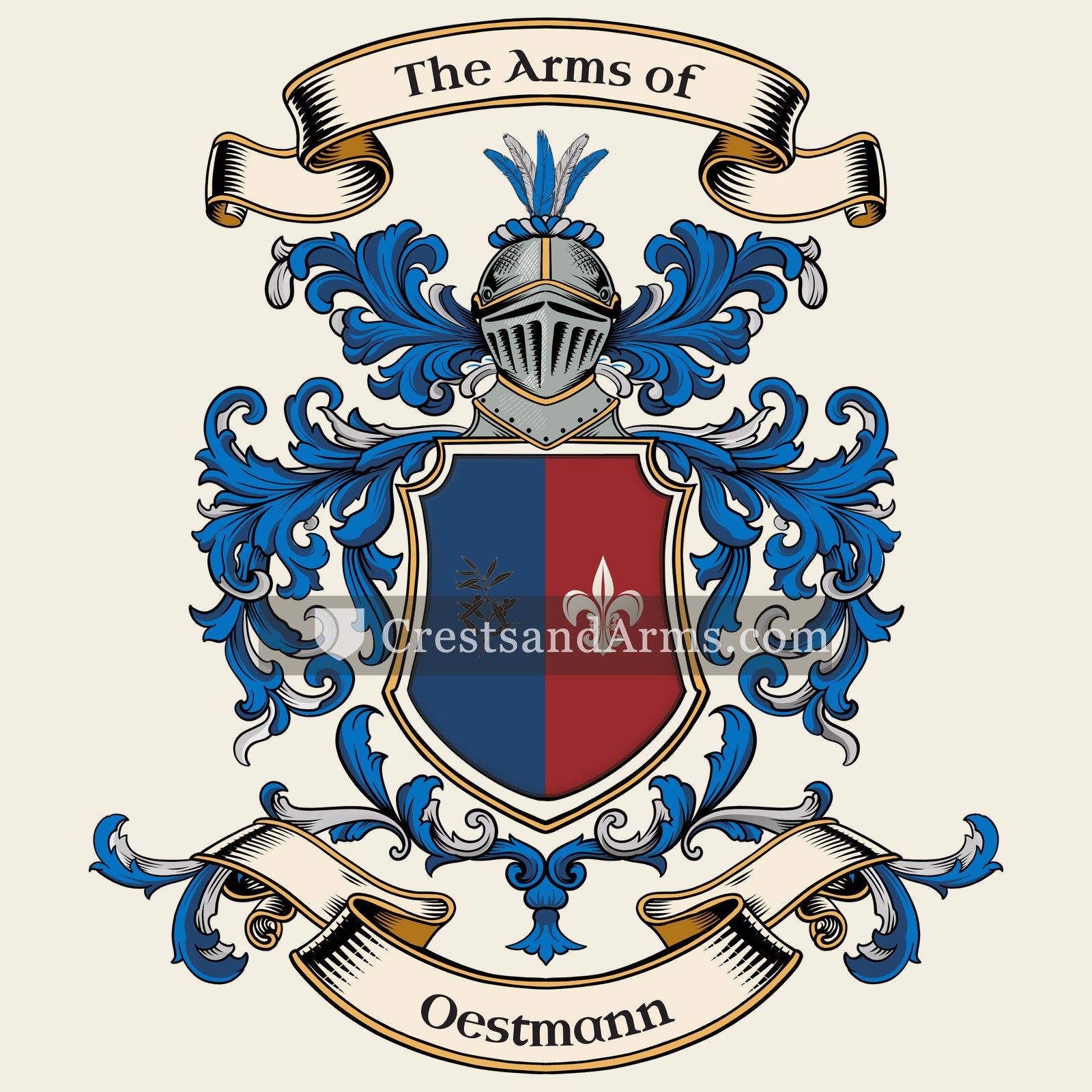 The Oestmann coat of arms, drawn from the recorded blazon