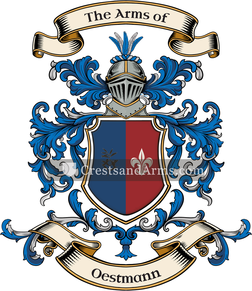 The Oestmann coat of arms, drawn from the recorded blazon