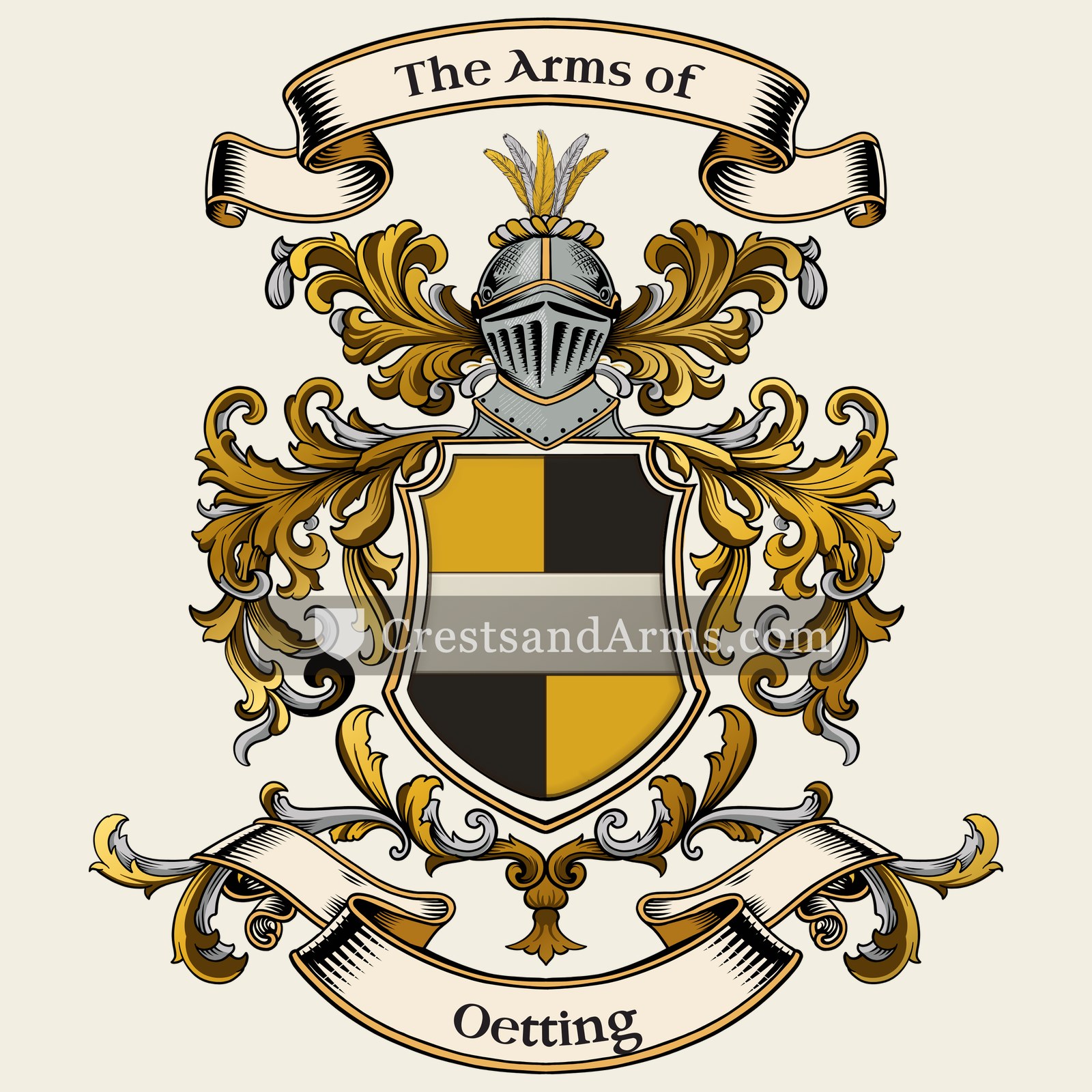 The Oetting coat of arms, drawn from the recorded blazon