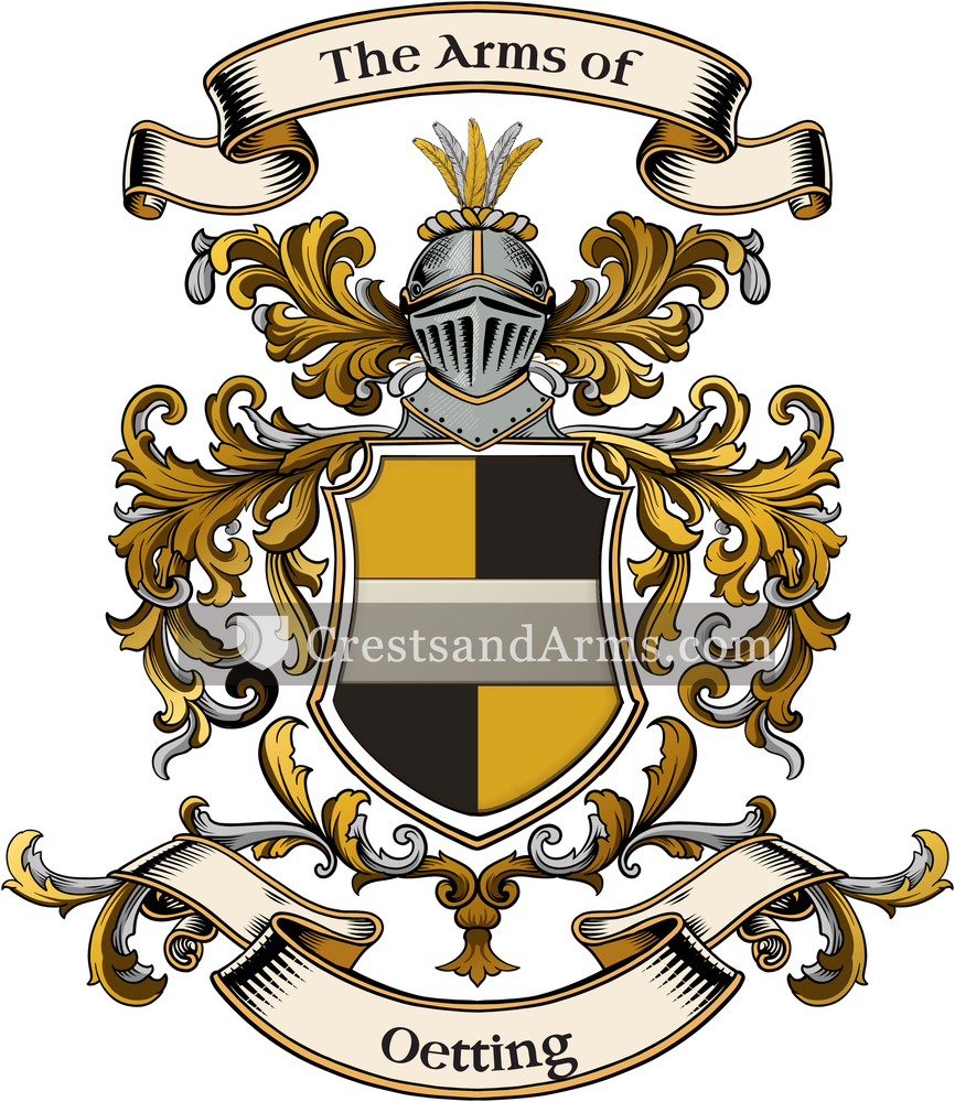 The Oetting coat of arms, drawn from the recorded blazon
