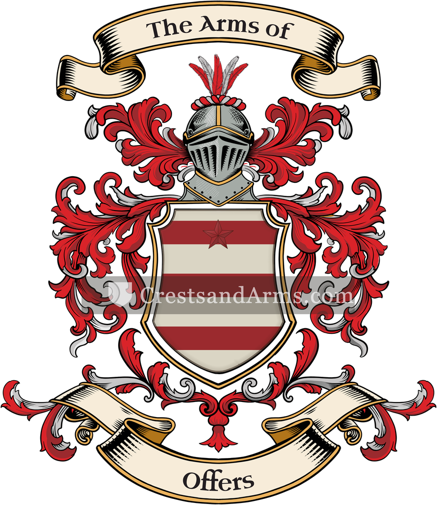 The Offers coat of arms, drawn from the recorded blazon