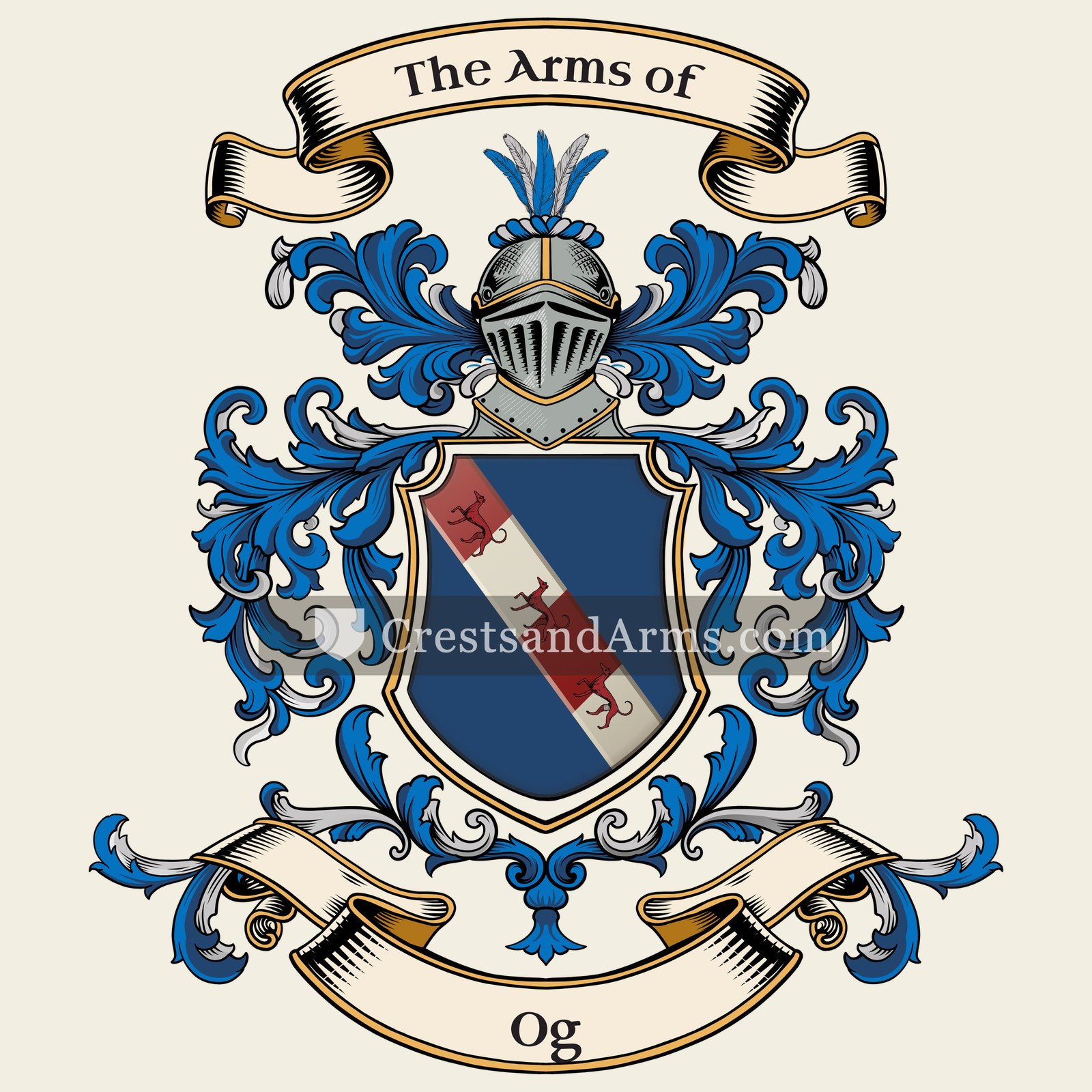 The Og coat of arms, drawn from the recorded blazon