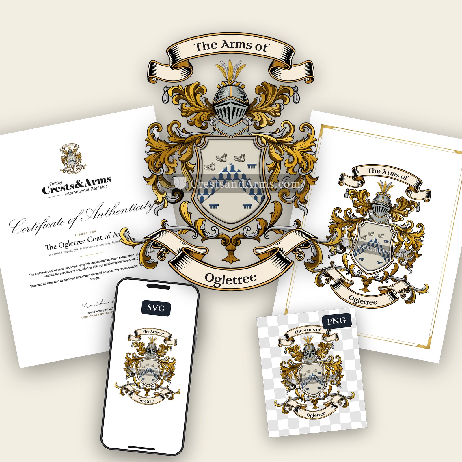 The Ogletree arms on the coat of arms — digital pack