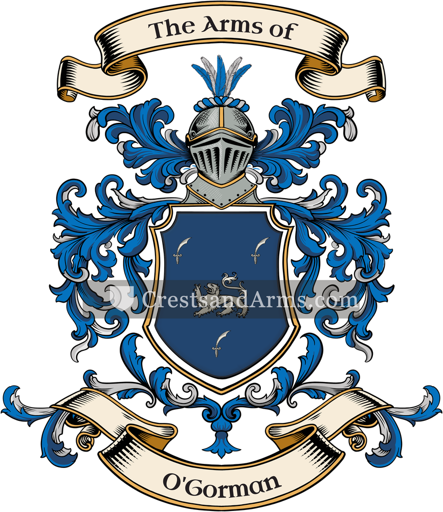 The O'Gorman coat of arms, drawn from the recorded blazon