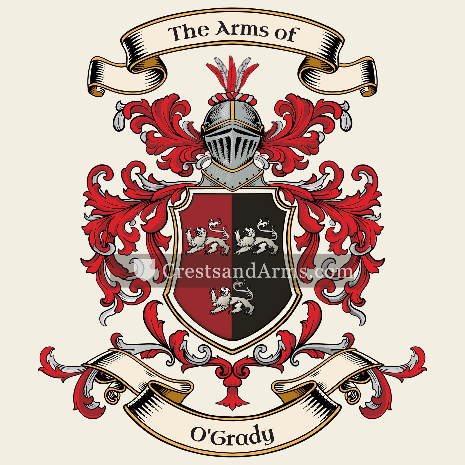 The O'Grady coat of arms, drawn from the recorded blazon